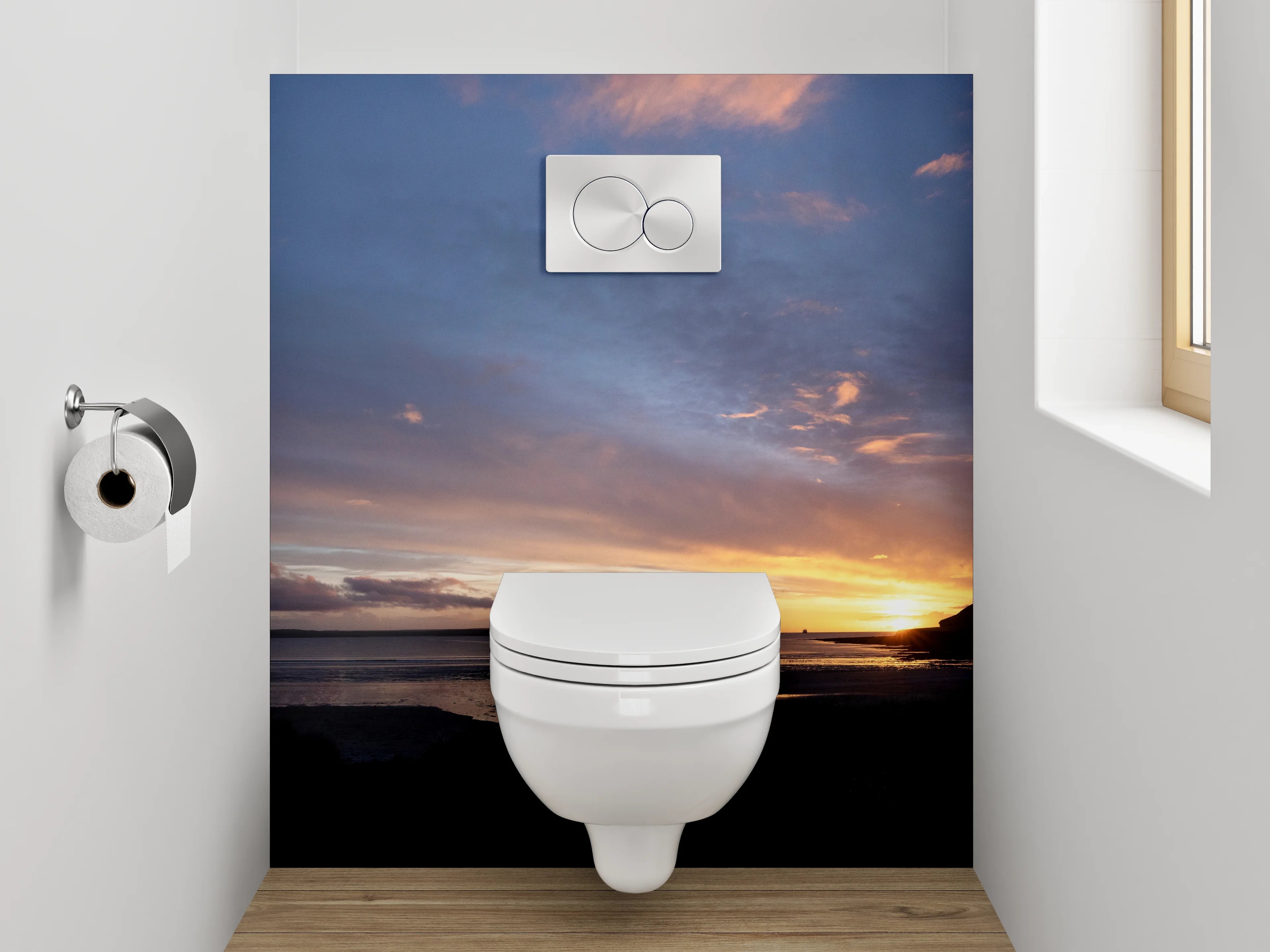 WC-Rückwand - Grauschimmer im Licht des Meeres
