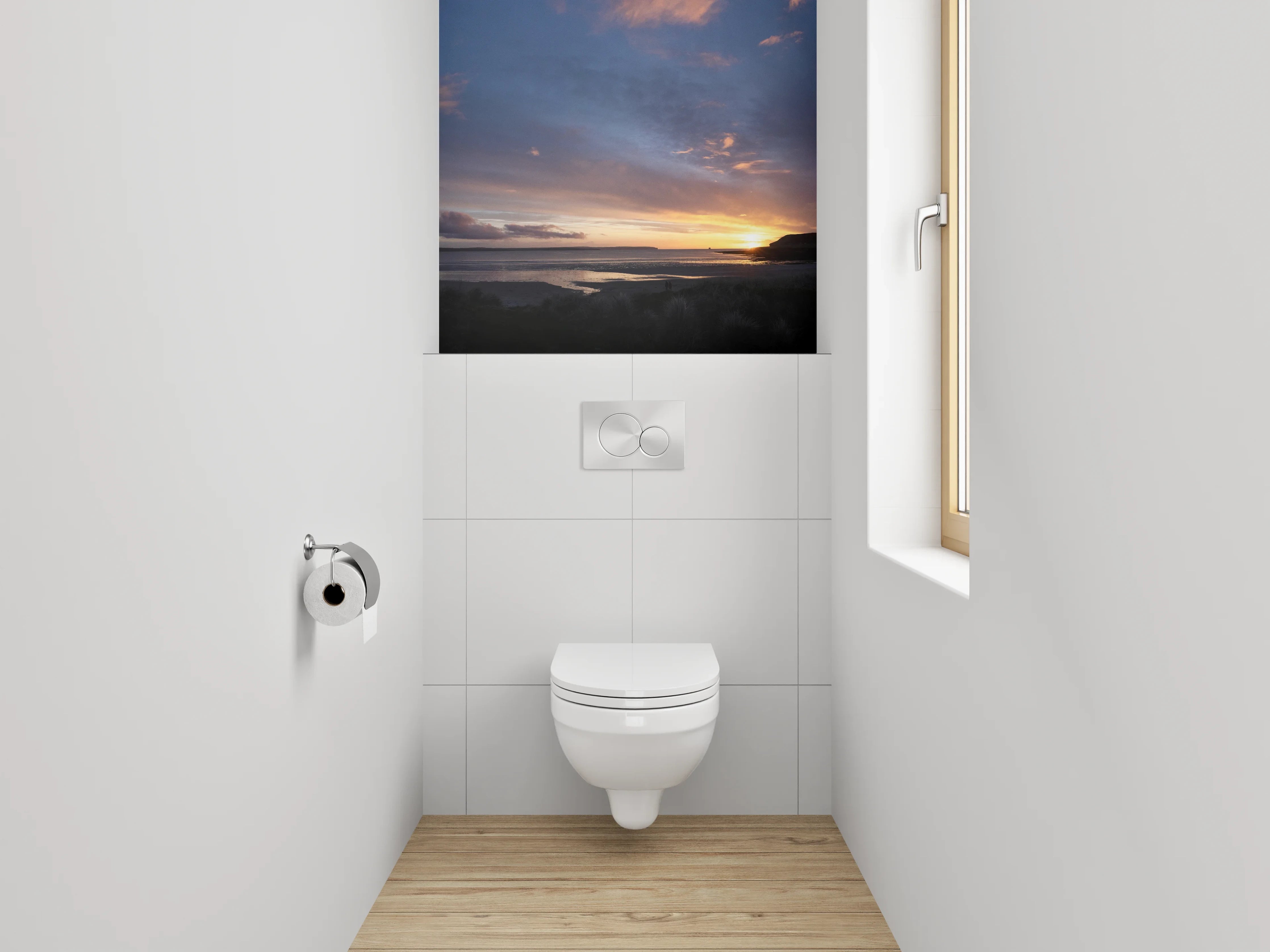 WC-Rückwand - Grauschimmer im Licht des Meeres