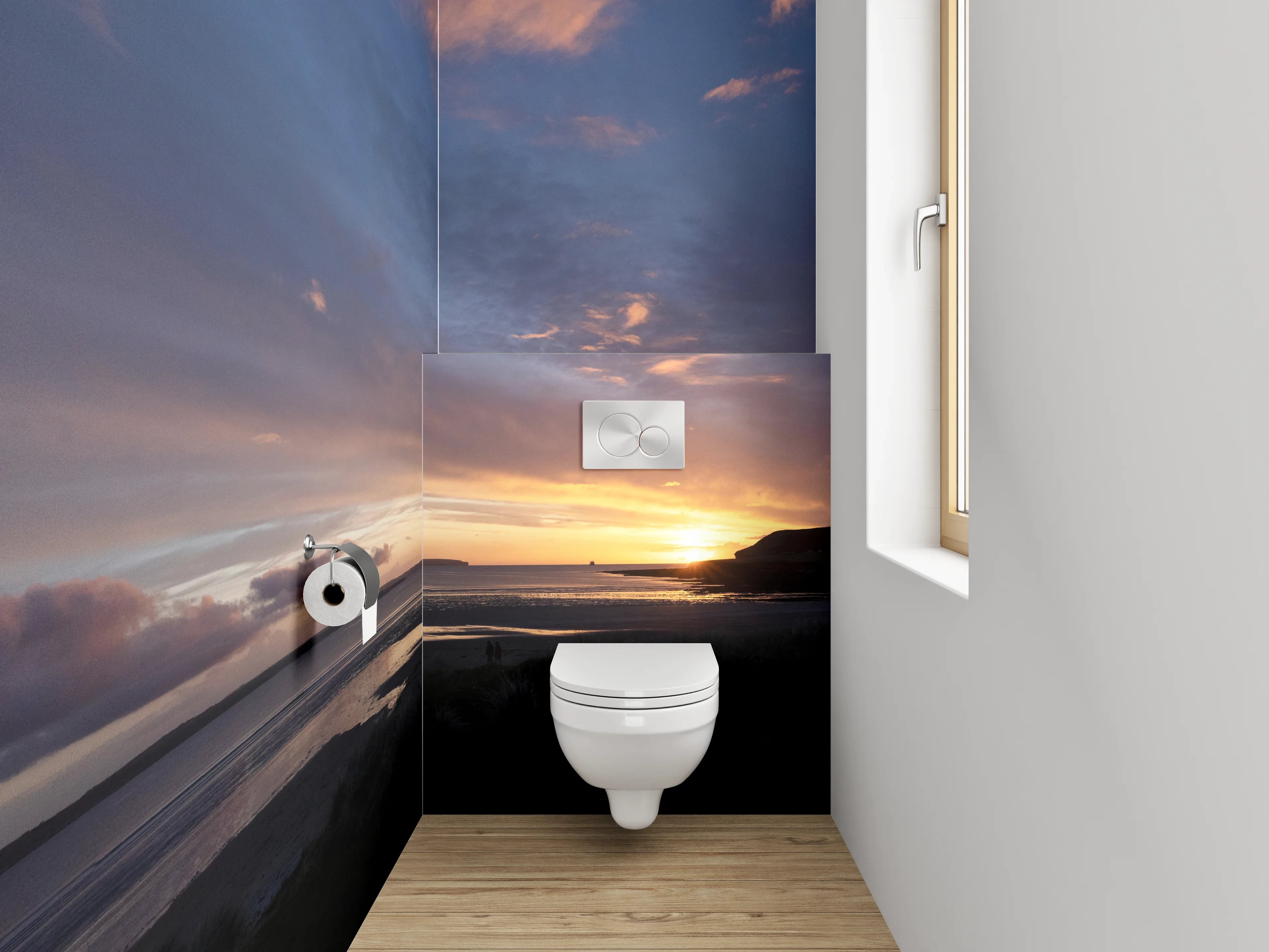 WC-Rückwand - Grauschimmer im Licht des Meeres
