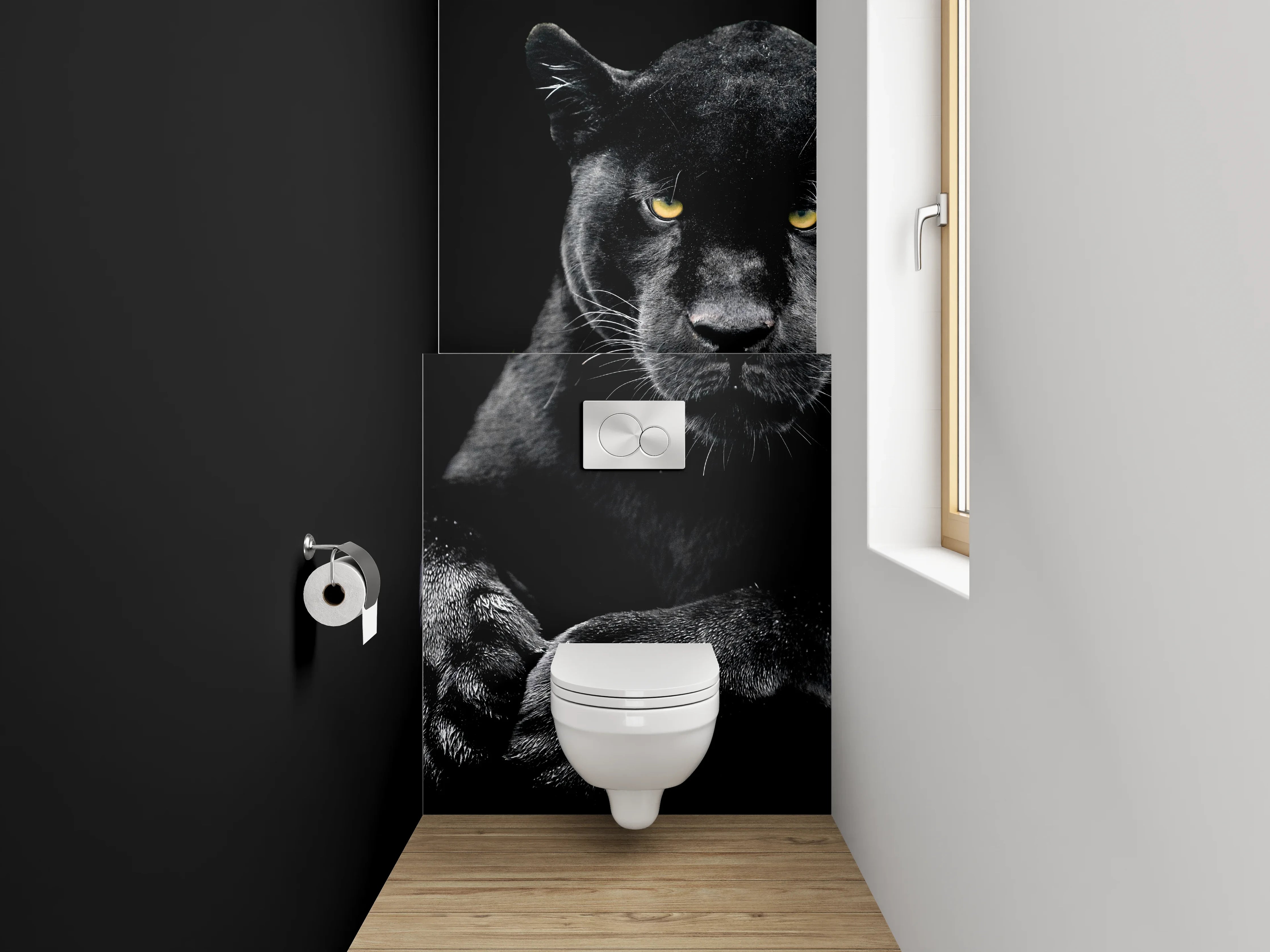 WC-Rückwand - Grauschimmer im Schattenfell