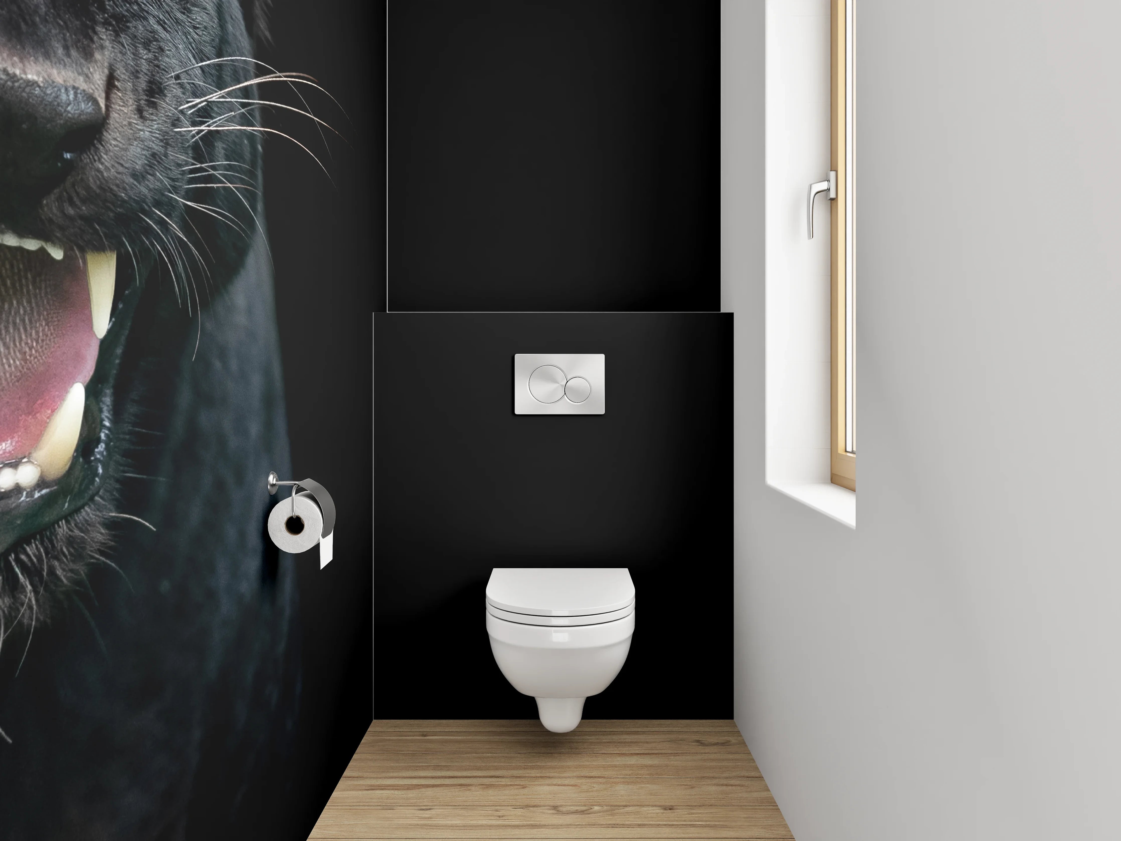 WC-Rückwand - Grauschimmer im Schattenpanther