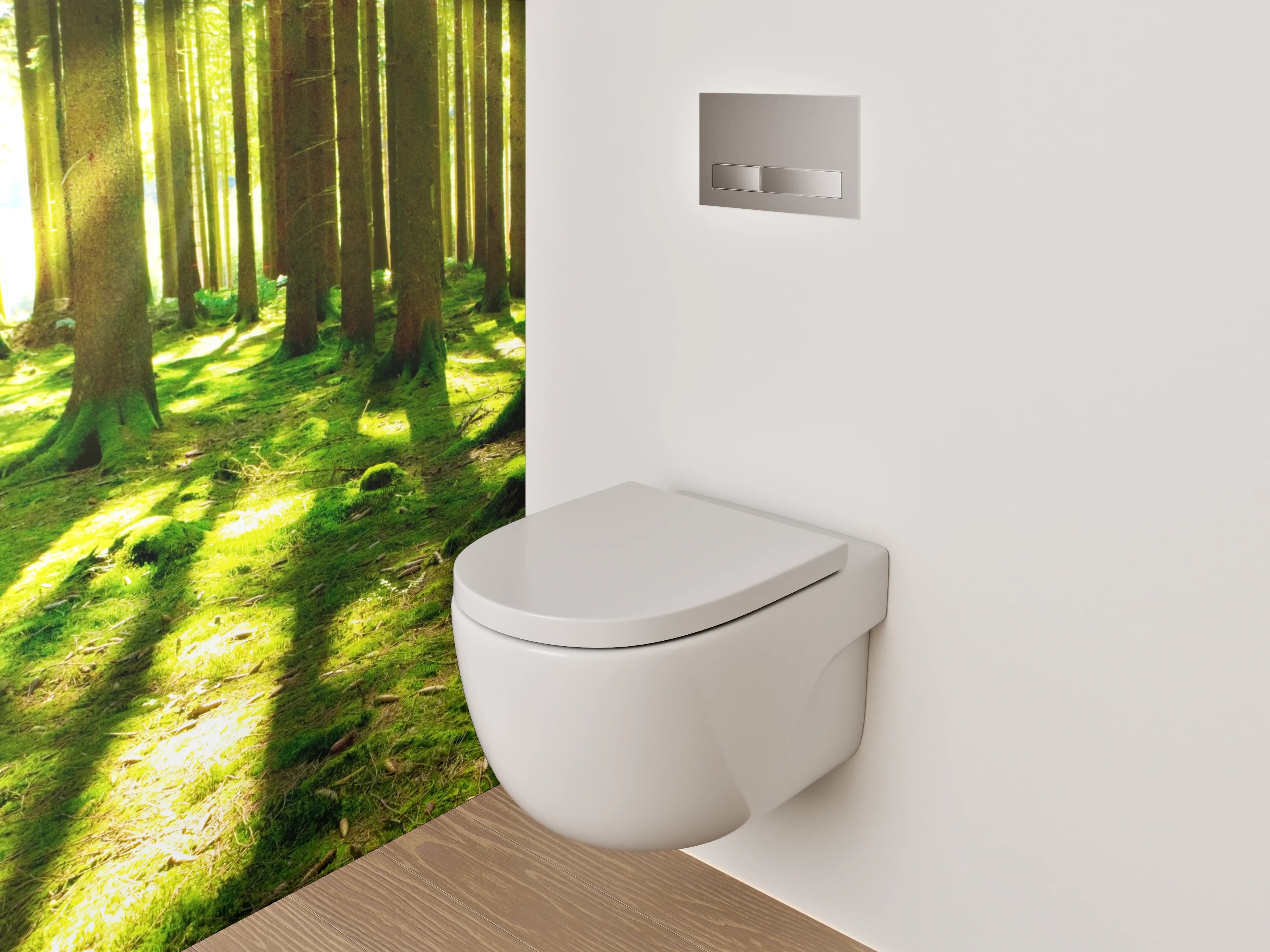 WC-Rückwand - Grauschimmer im weißen Blätterlicht