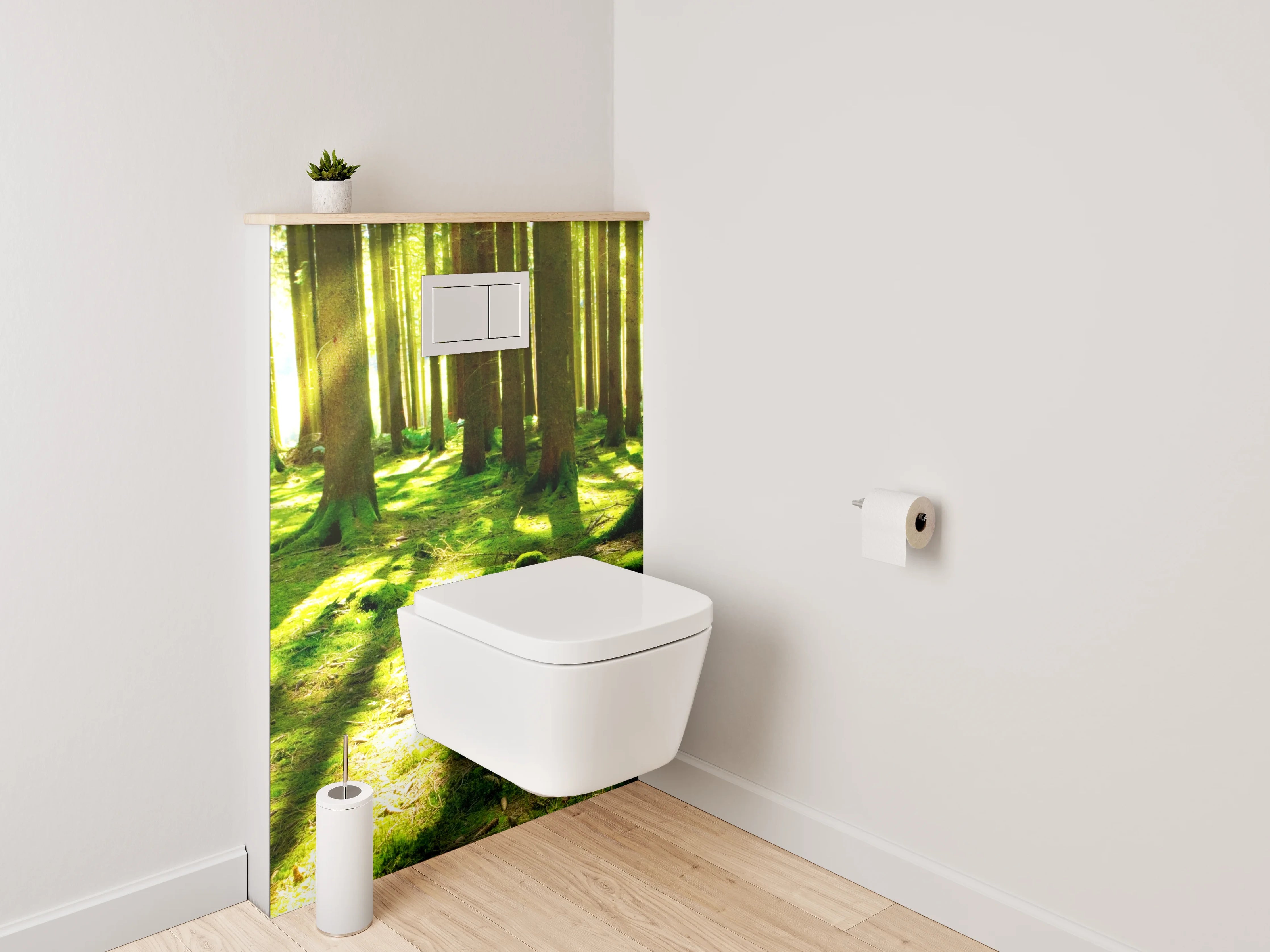 WC-Rückwand - Grauschimmer im weißen Blätterlicht