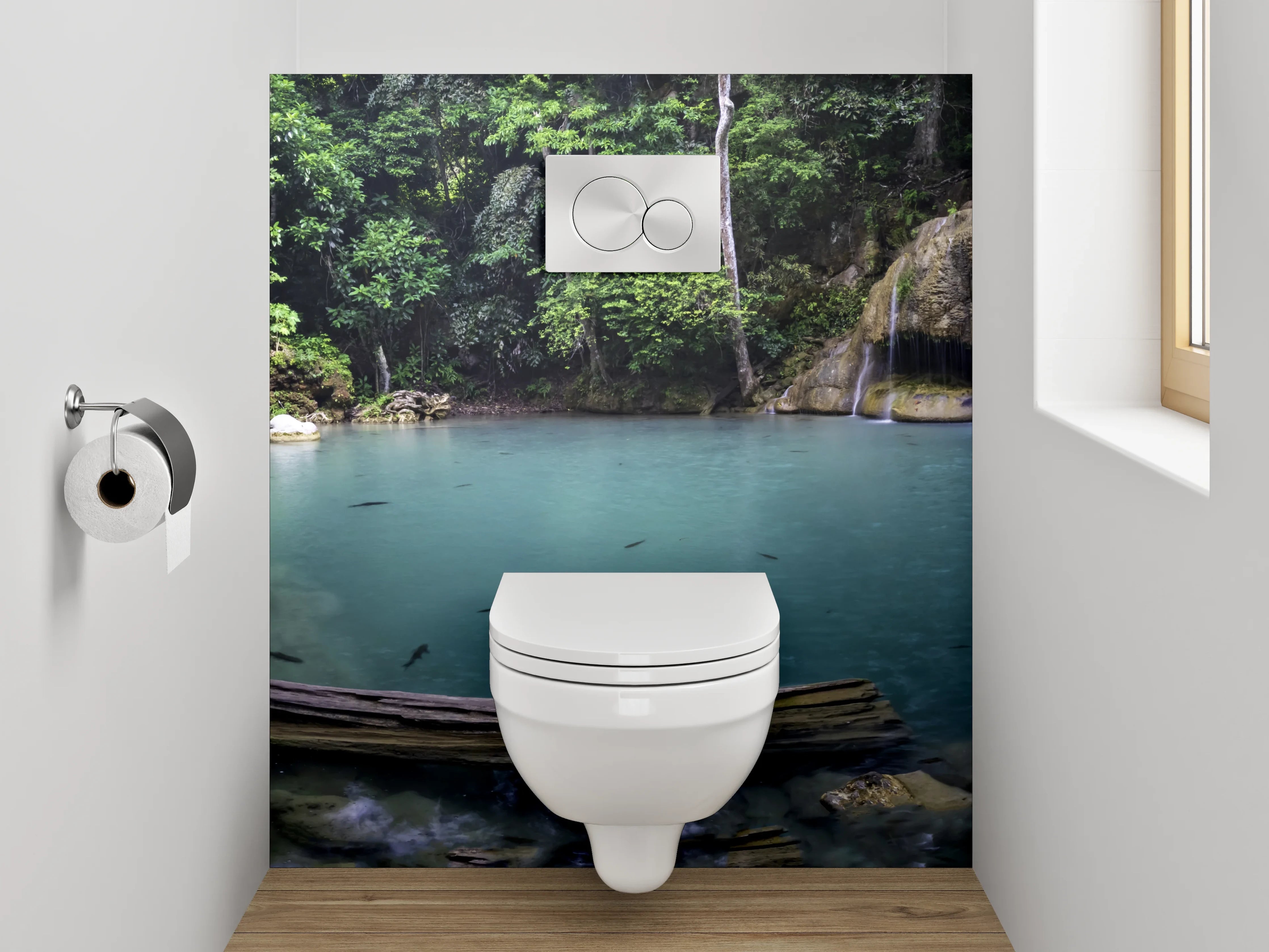 WC-Rückwand - Grauschimmer im weißen Dschungelfall