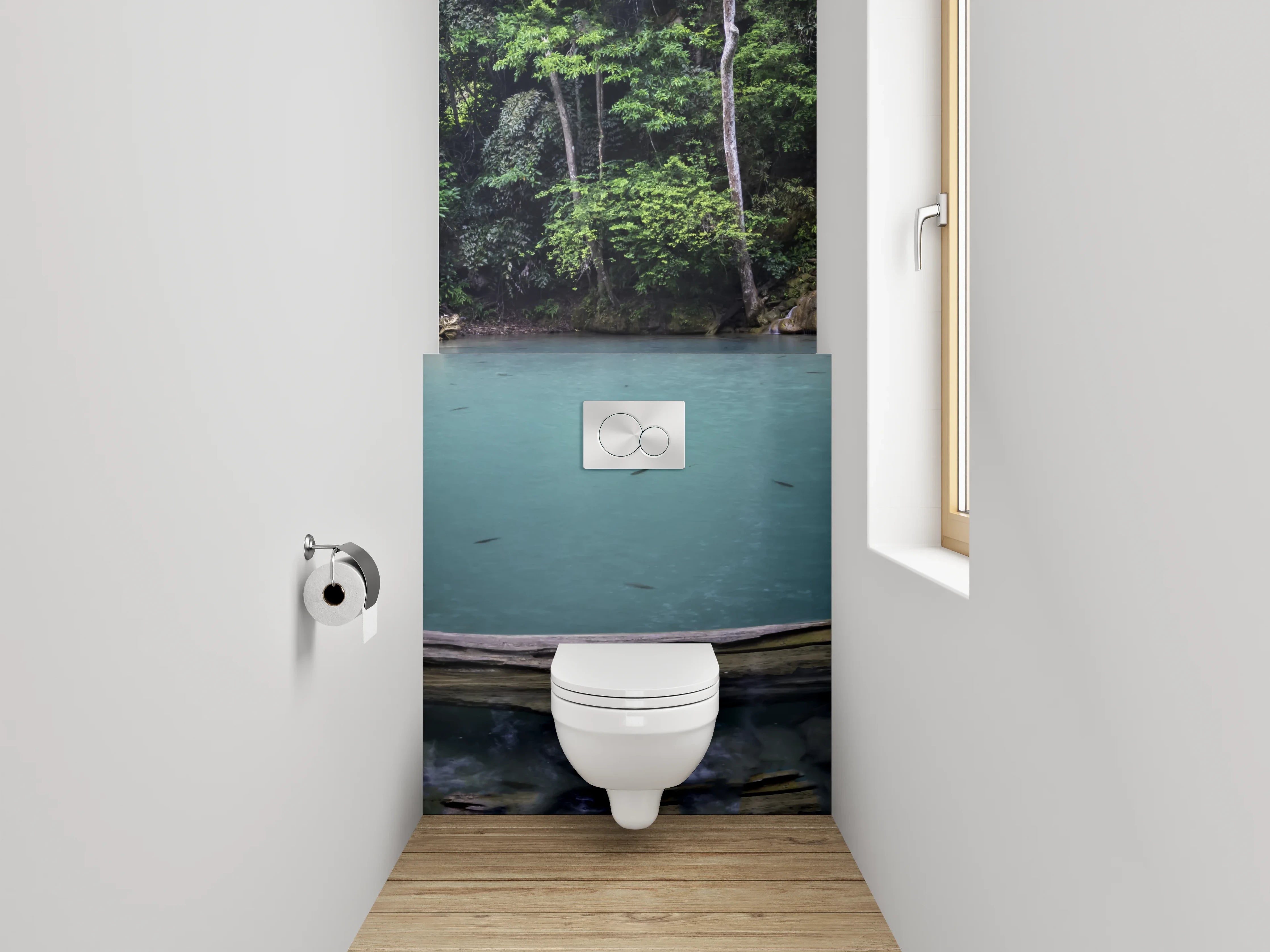 WC-Rückwand - Grauschimmer im weißen Dschungelfall