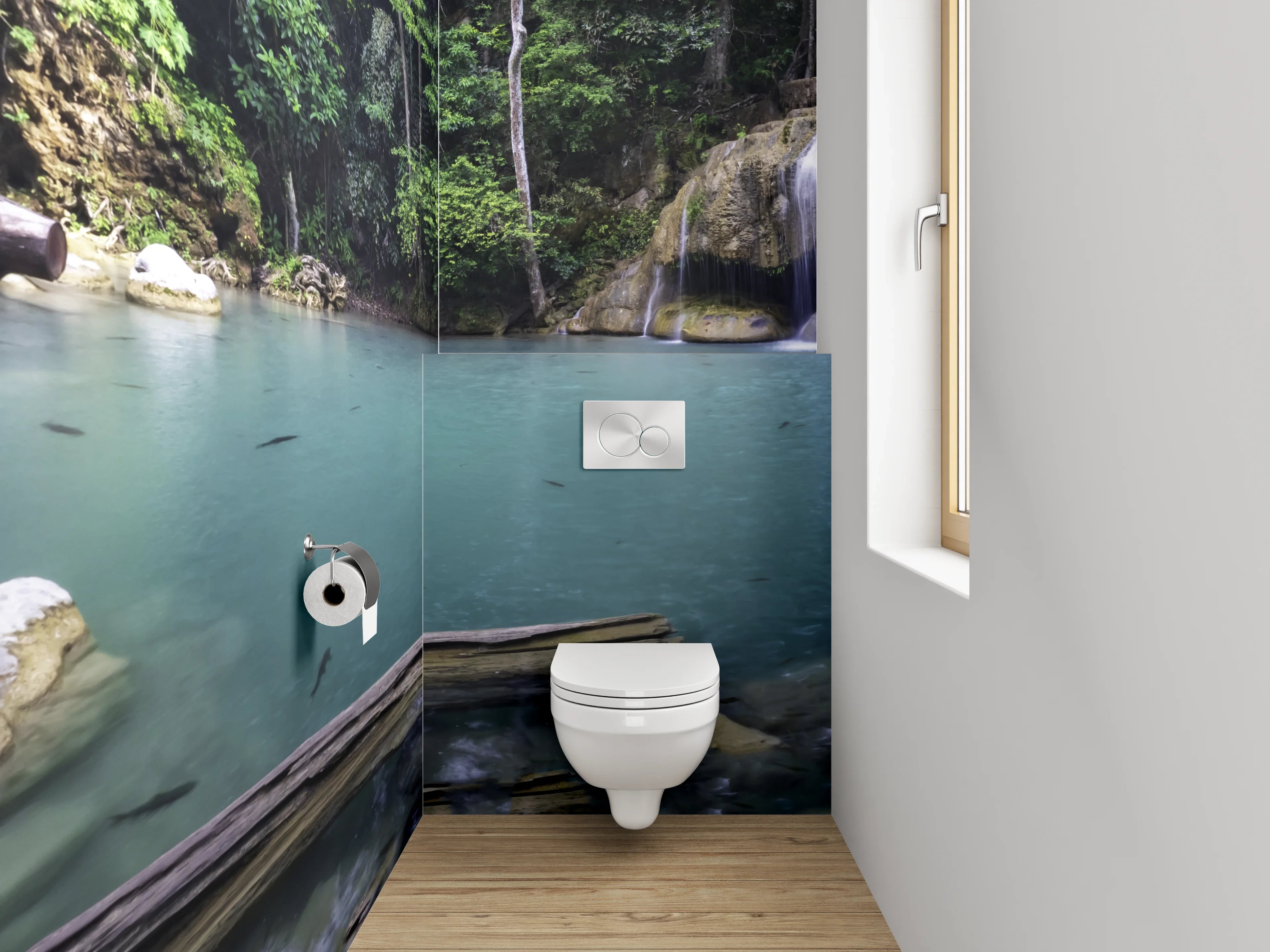 WC-Rückwand - Grauschimmer im weißen Dschungelfall