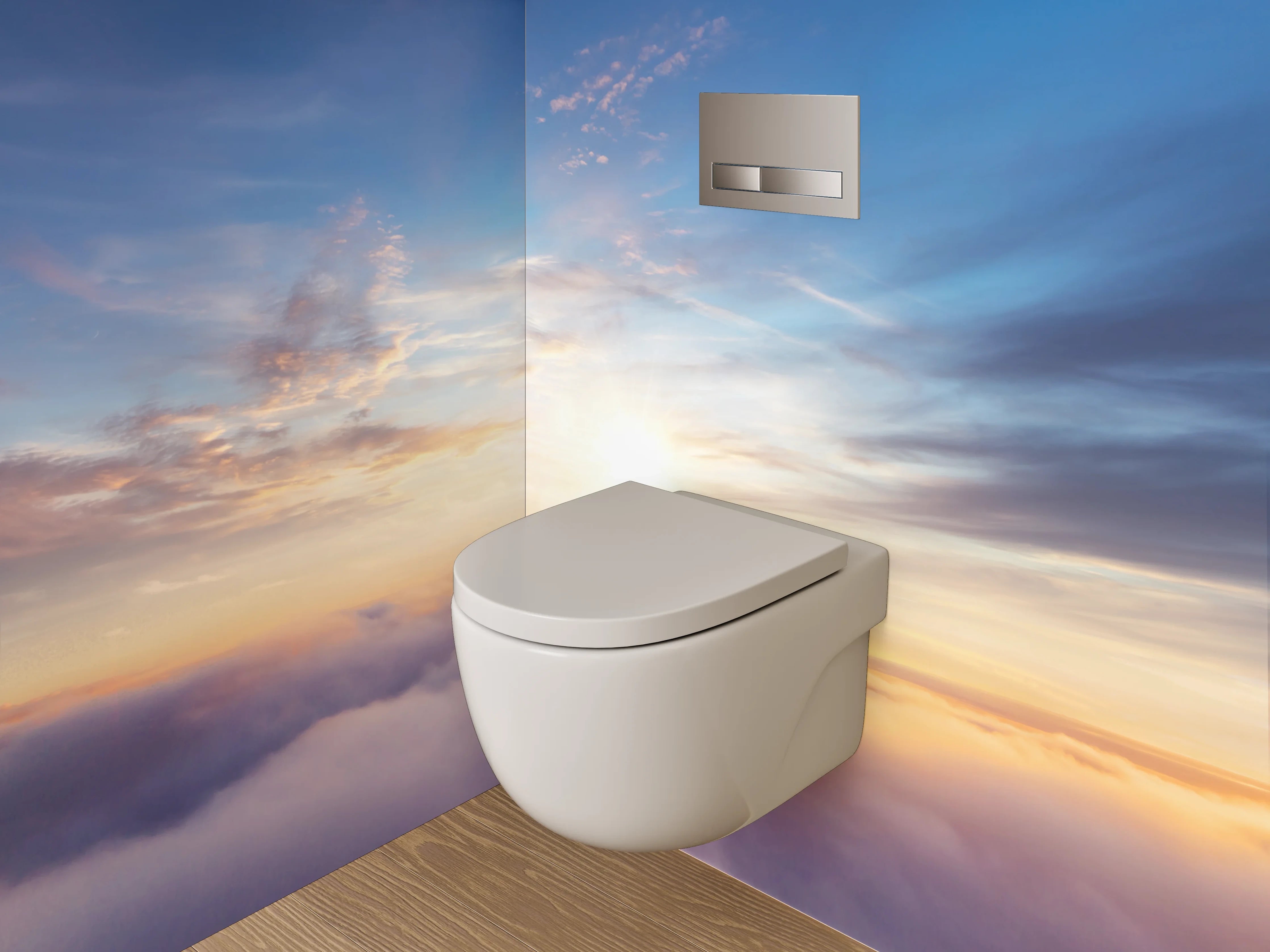 WC-Rückwand - Grauschimmer im weißen Wolkenmeer