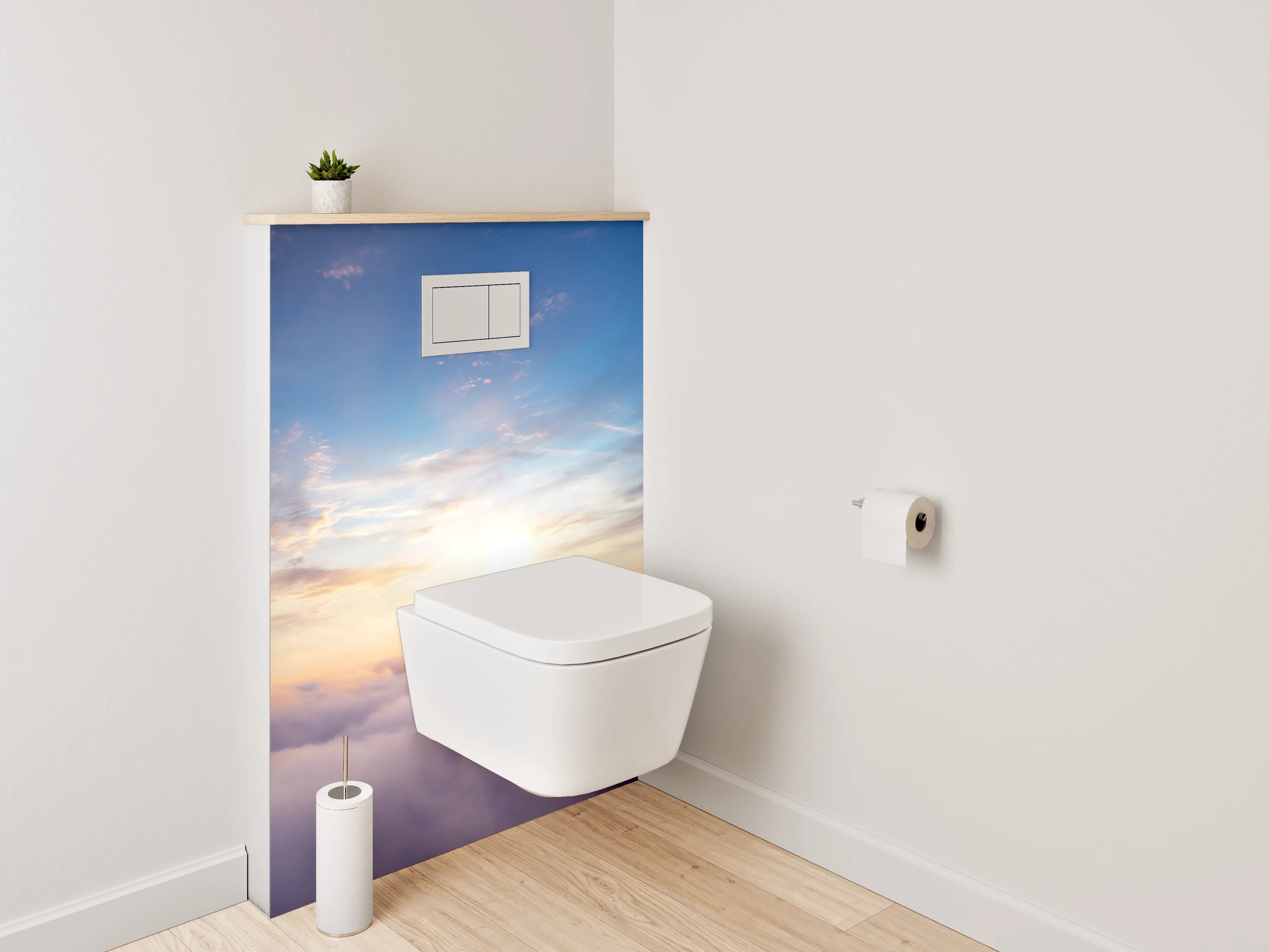 WC-Rückwand - Grauschimmer im weißen Wolkenmeer