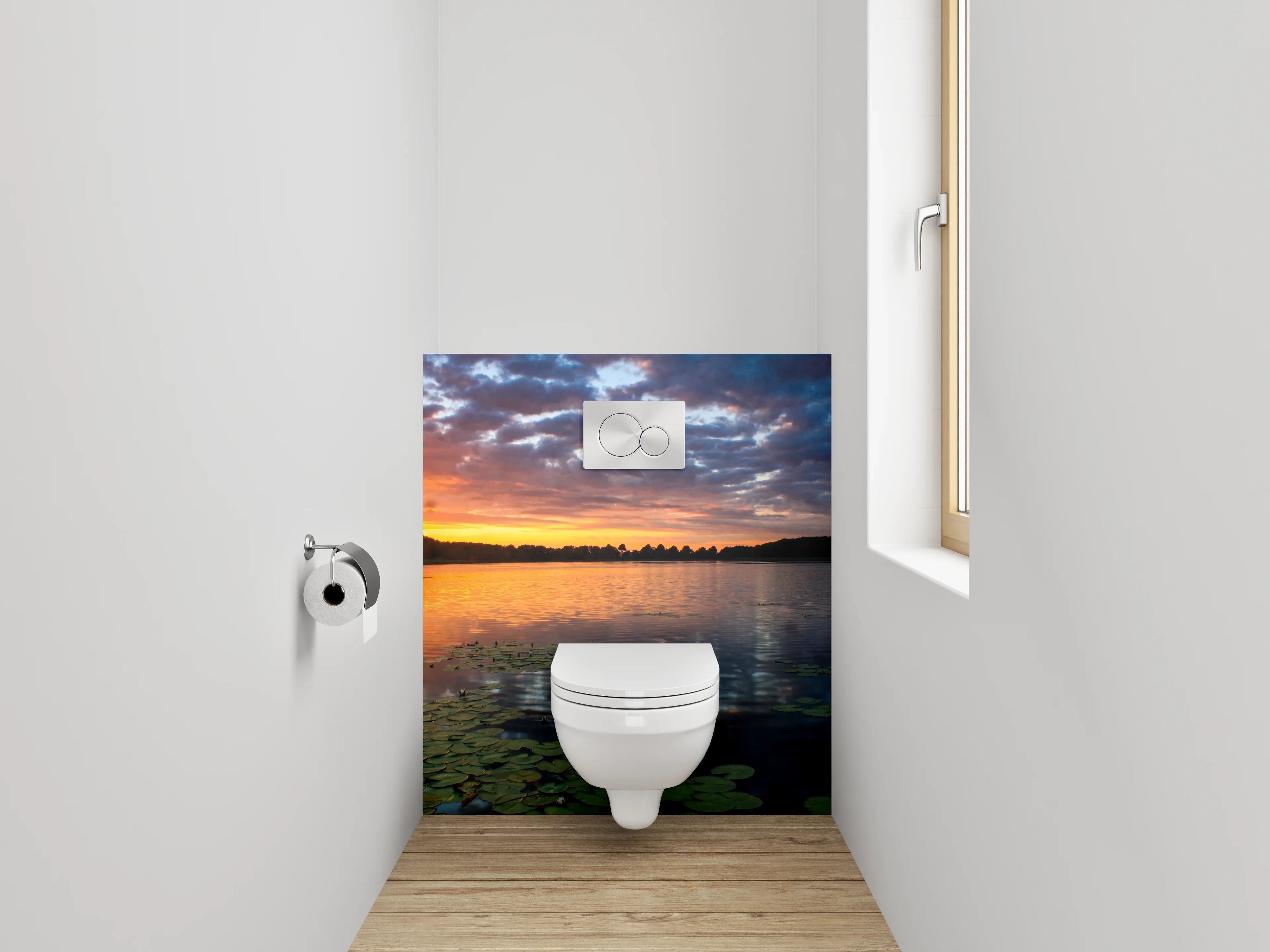 WC-Rückwand - Grauschimmer über stiller Weiße
