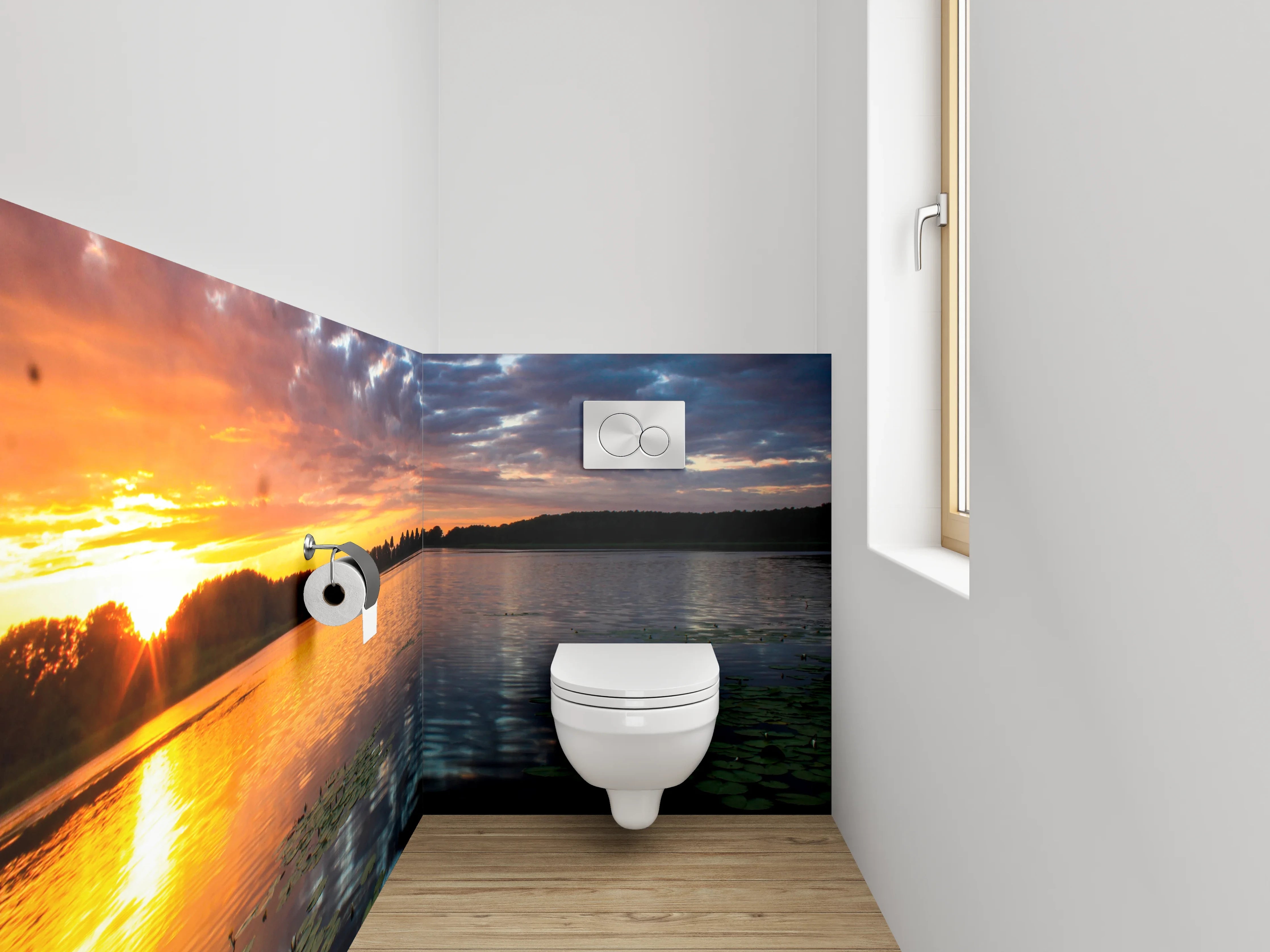 WC-Rückwand - Grauschimmer über stiller Weiße