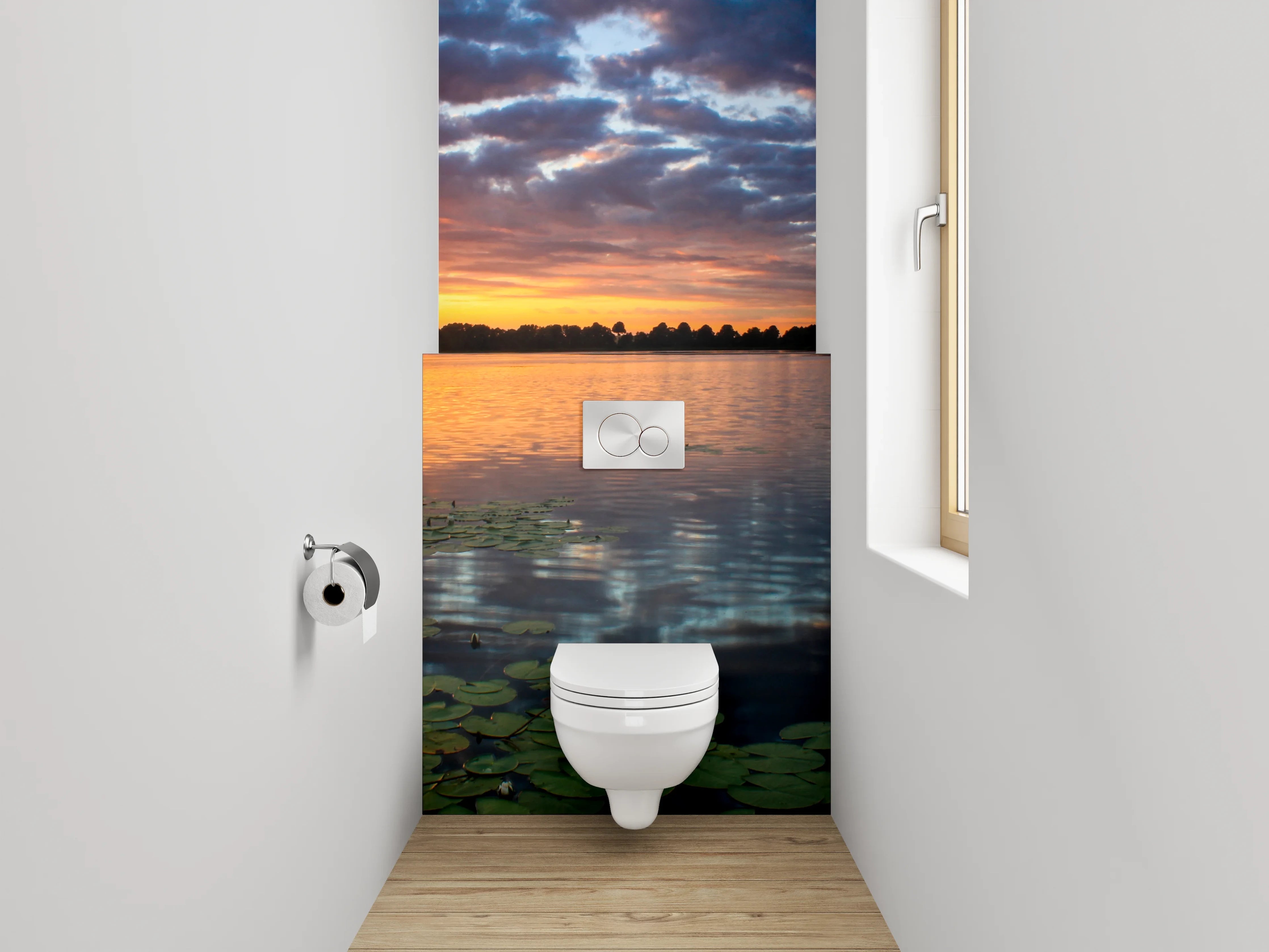 WC-Rückwand - Grauschimmer über stiller Weiße