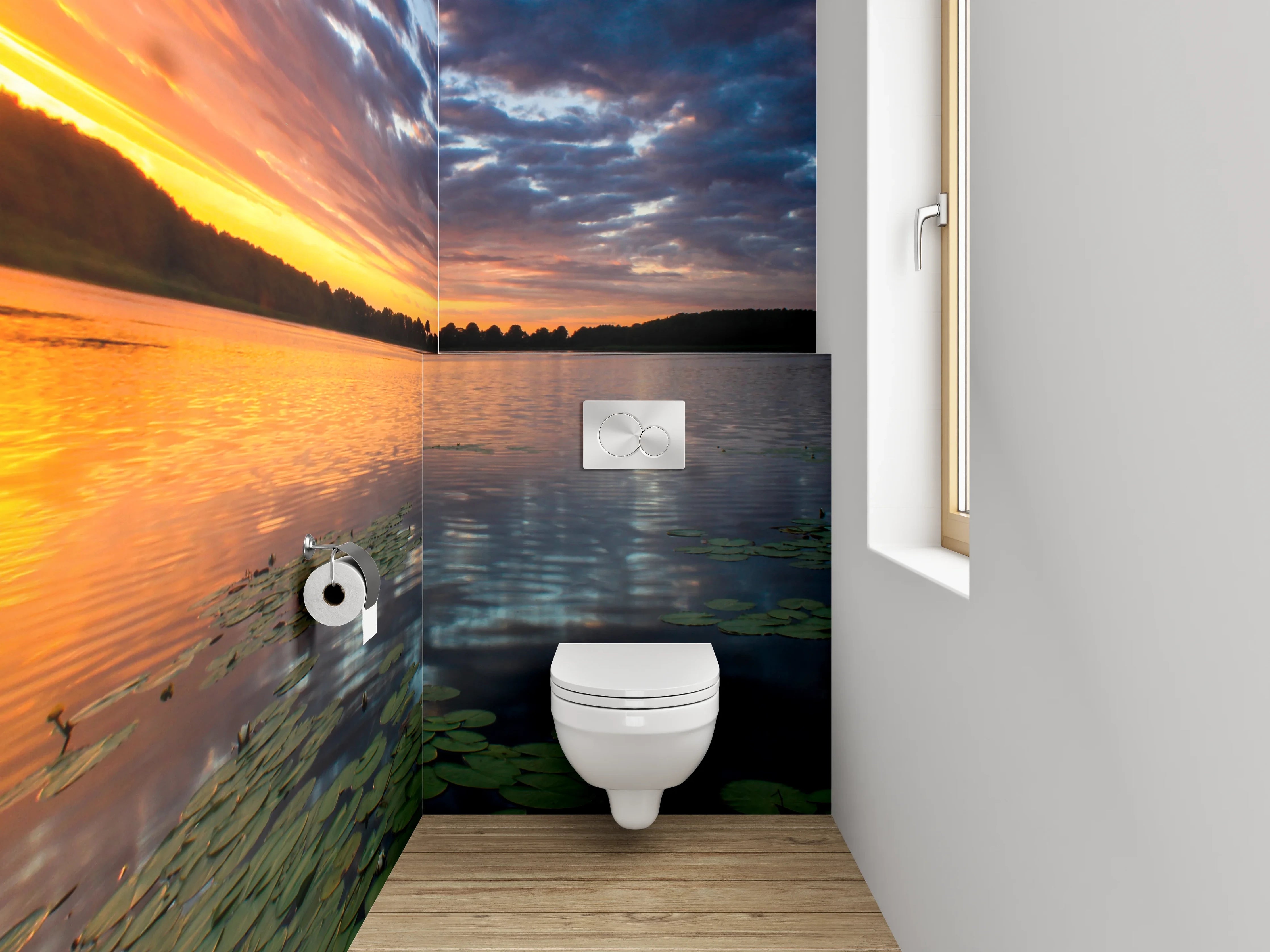 WC-Rückwand - Grauschimmer über stiller Weiße
