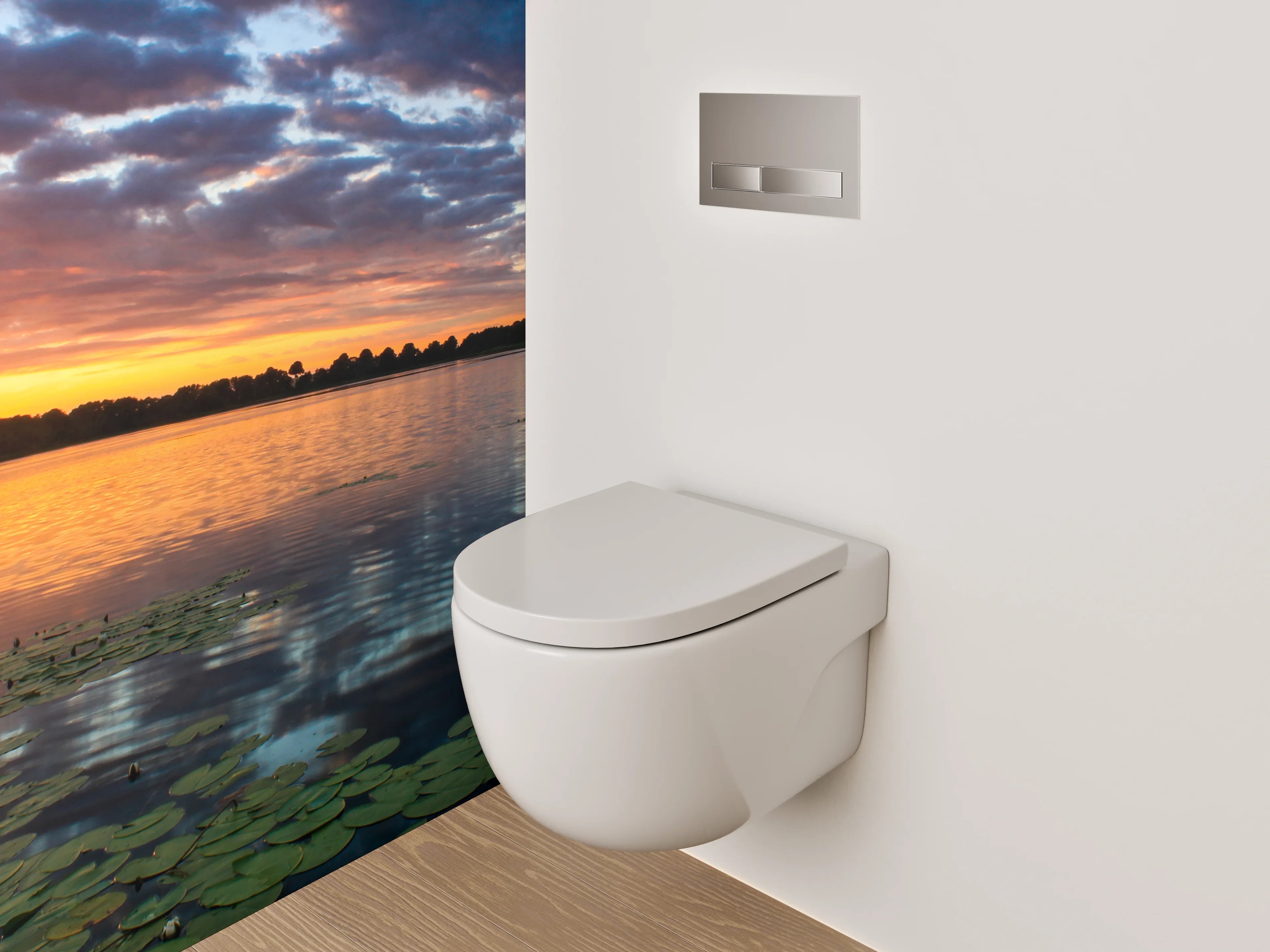 WC-Rückwand - Grauschimmer über stiller Weiße