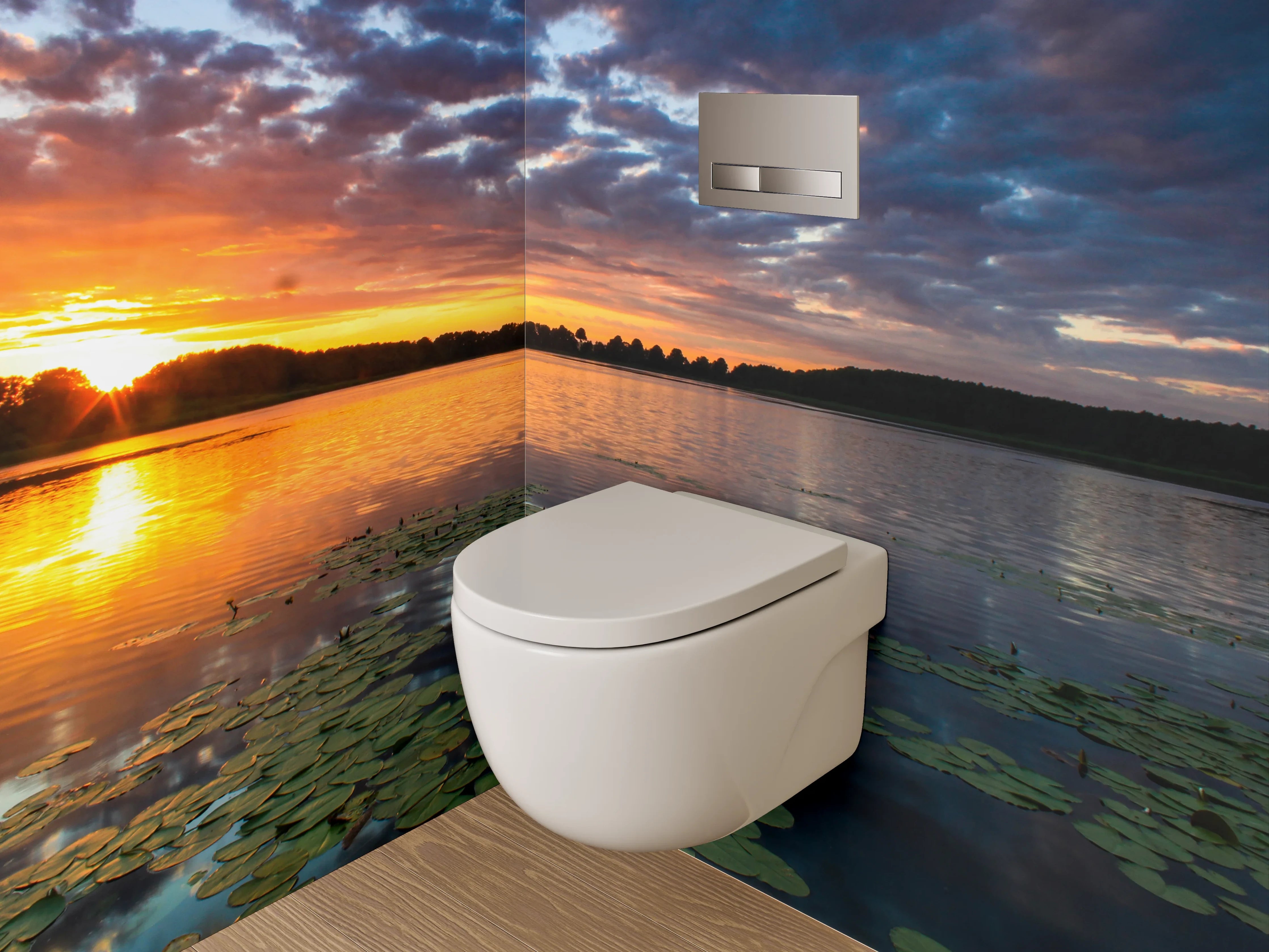 WC-Rückwand - Grauschimmer über stiller Weiße