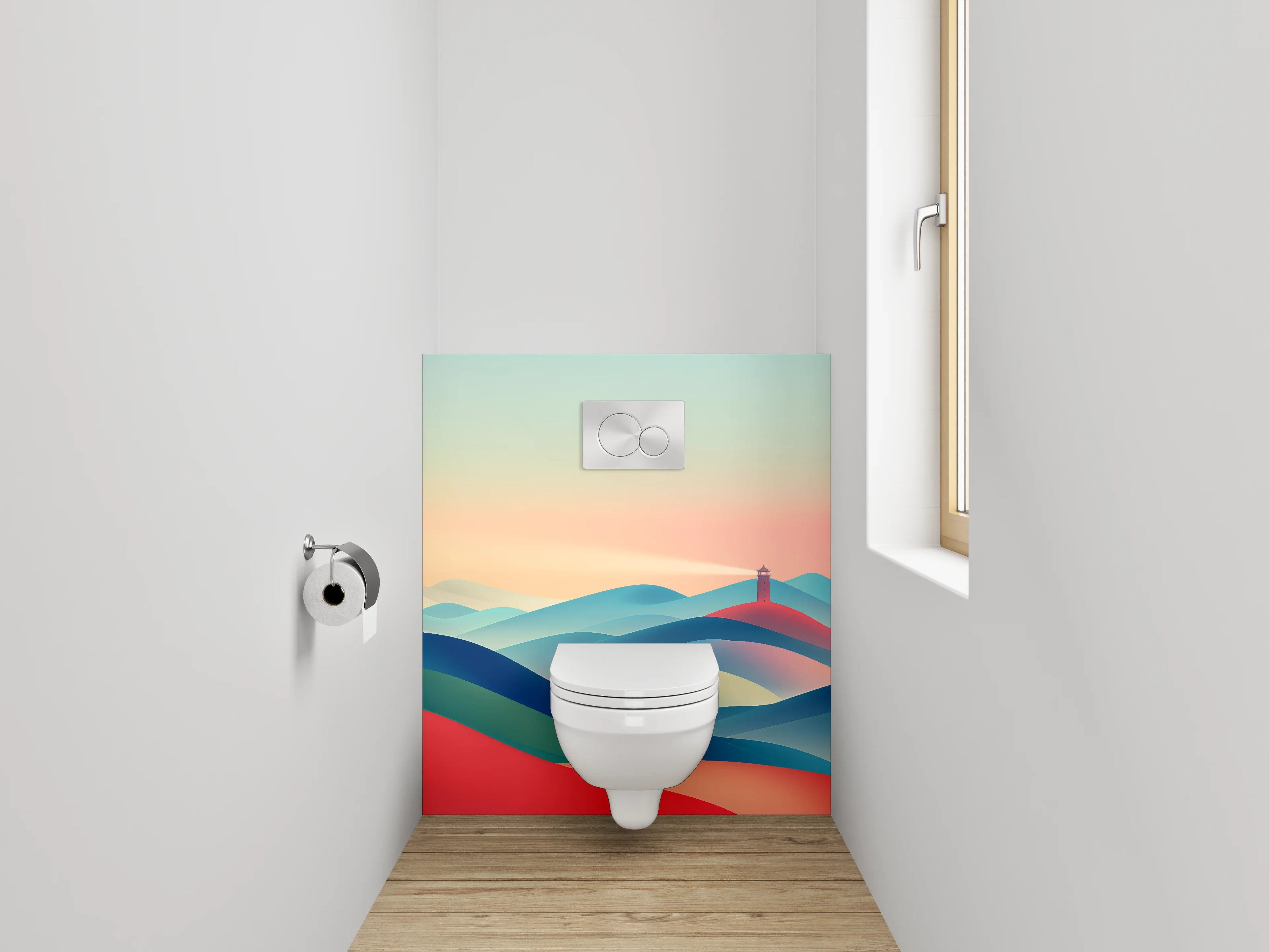 WC-Rückwand - Grauschimmer über weißer Küstenwacht