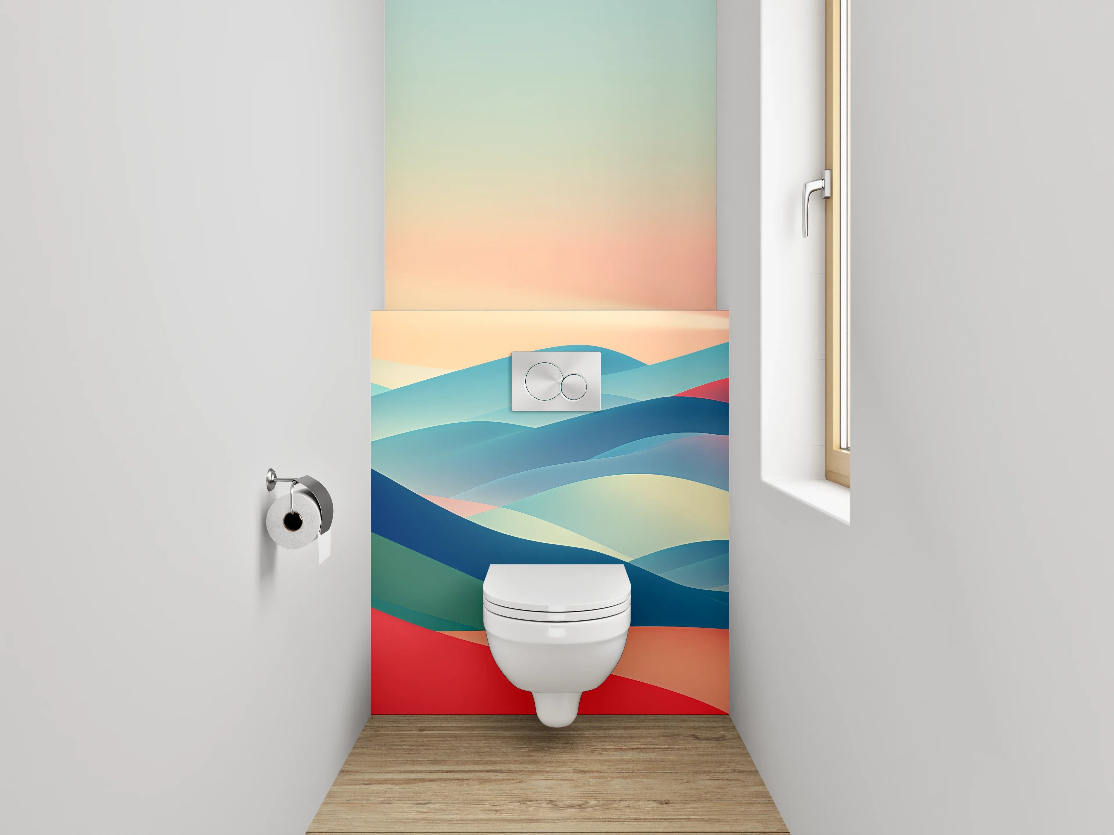 WC-Rückwand - Grauschimmer über weißer Küstenwacht