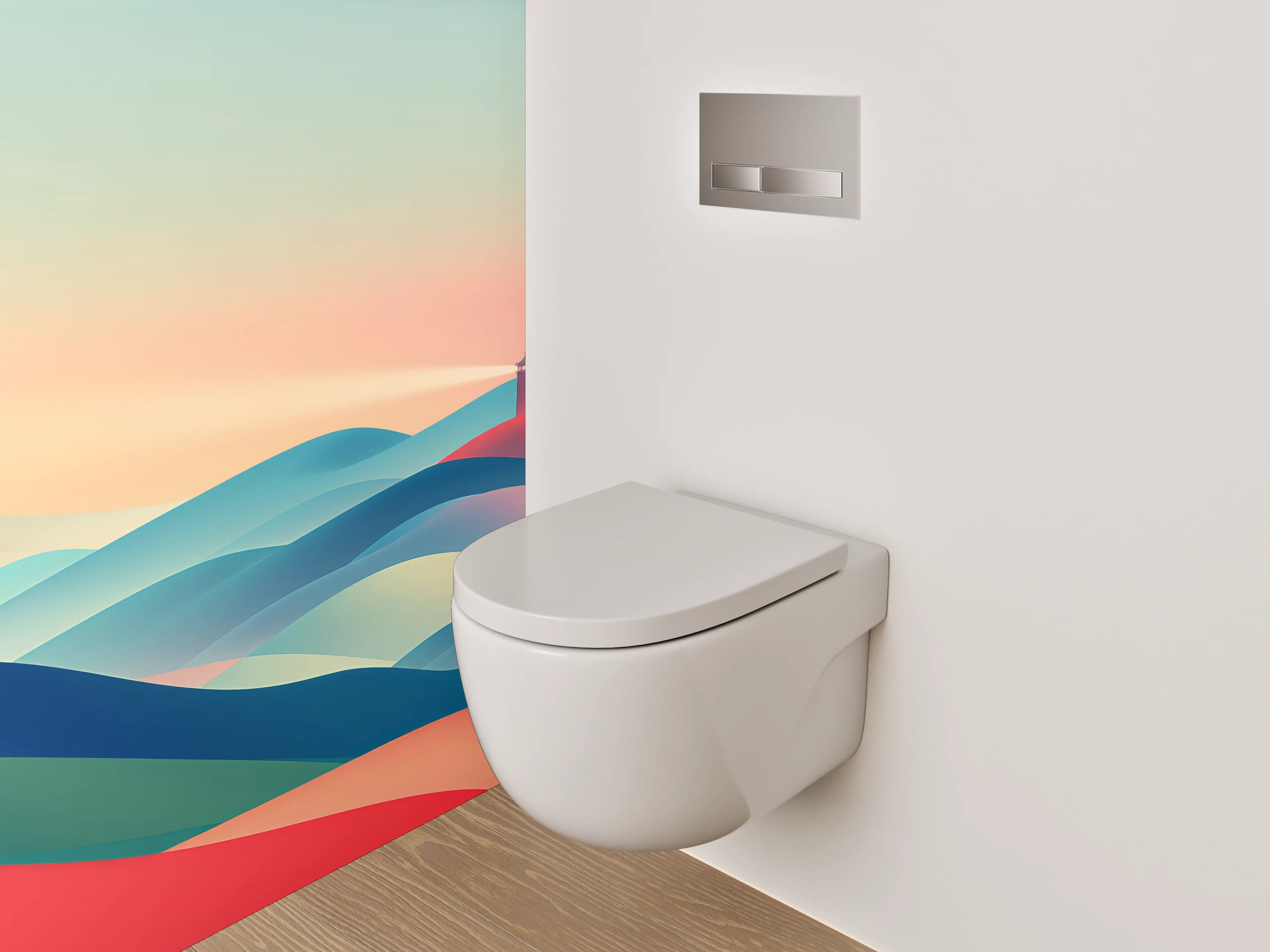 WC-Rückwand - Grauschimmer über weißer Küstenwacht