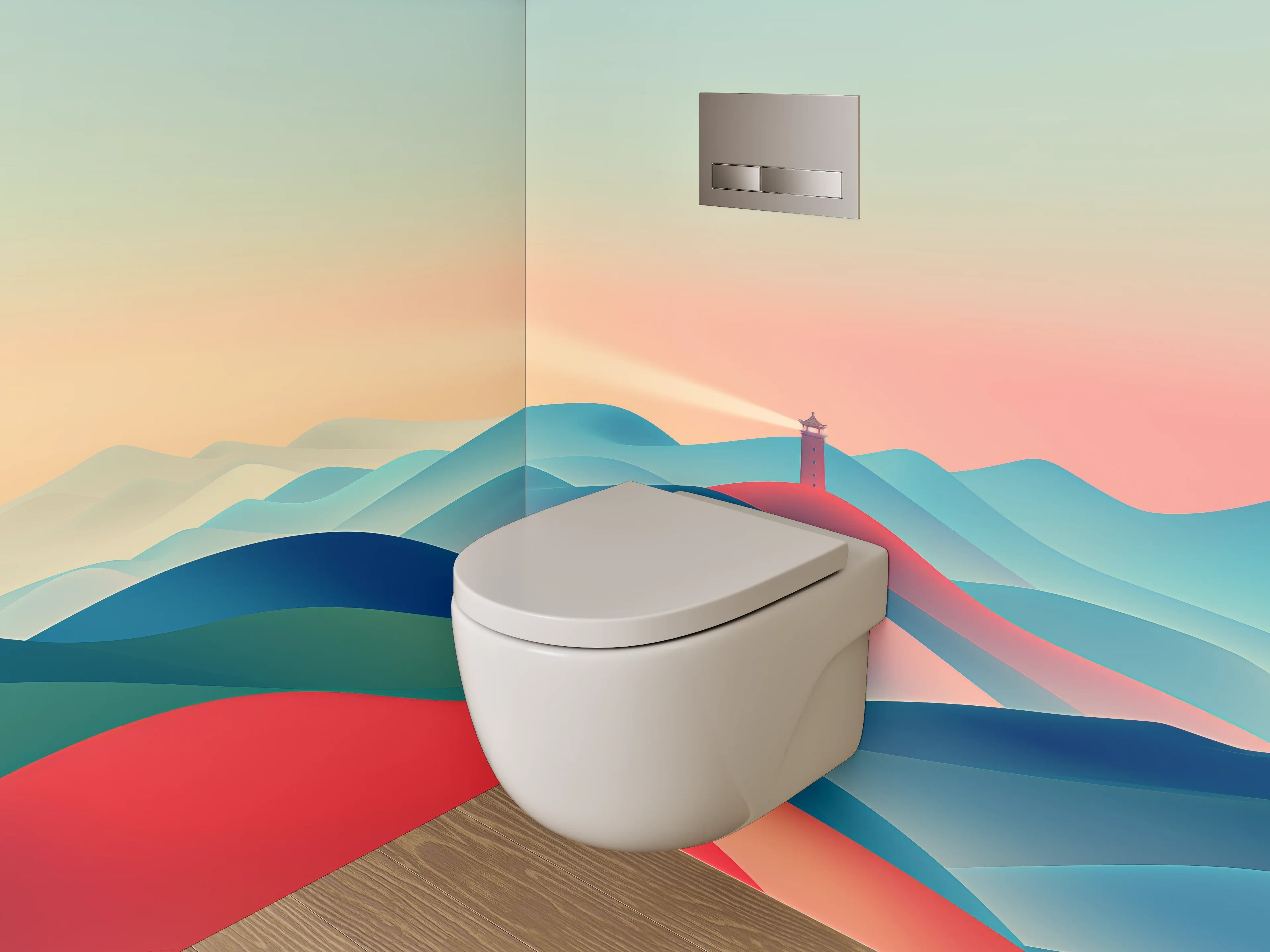 WC-Rückwand - Grauschimmer über weißer Küstenwacht