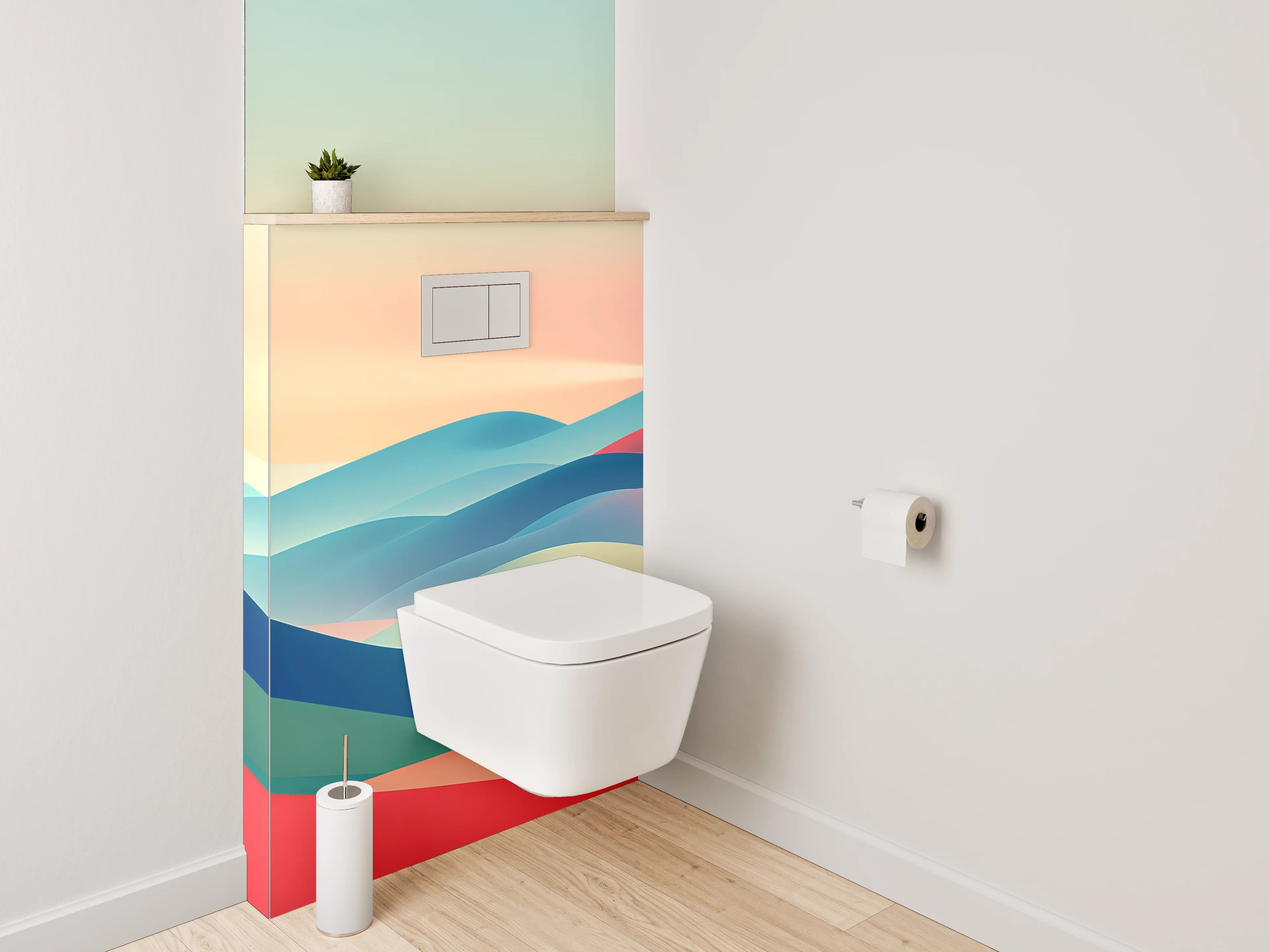 WC-Rückwand - Grauschimmer über weißer Küstenwacht