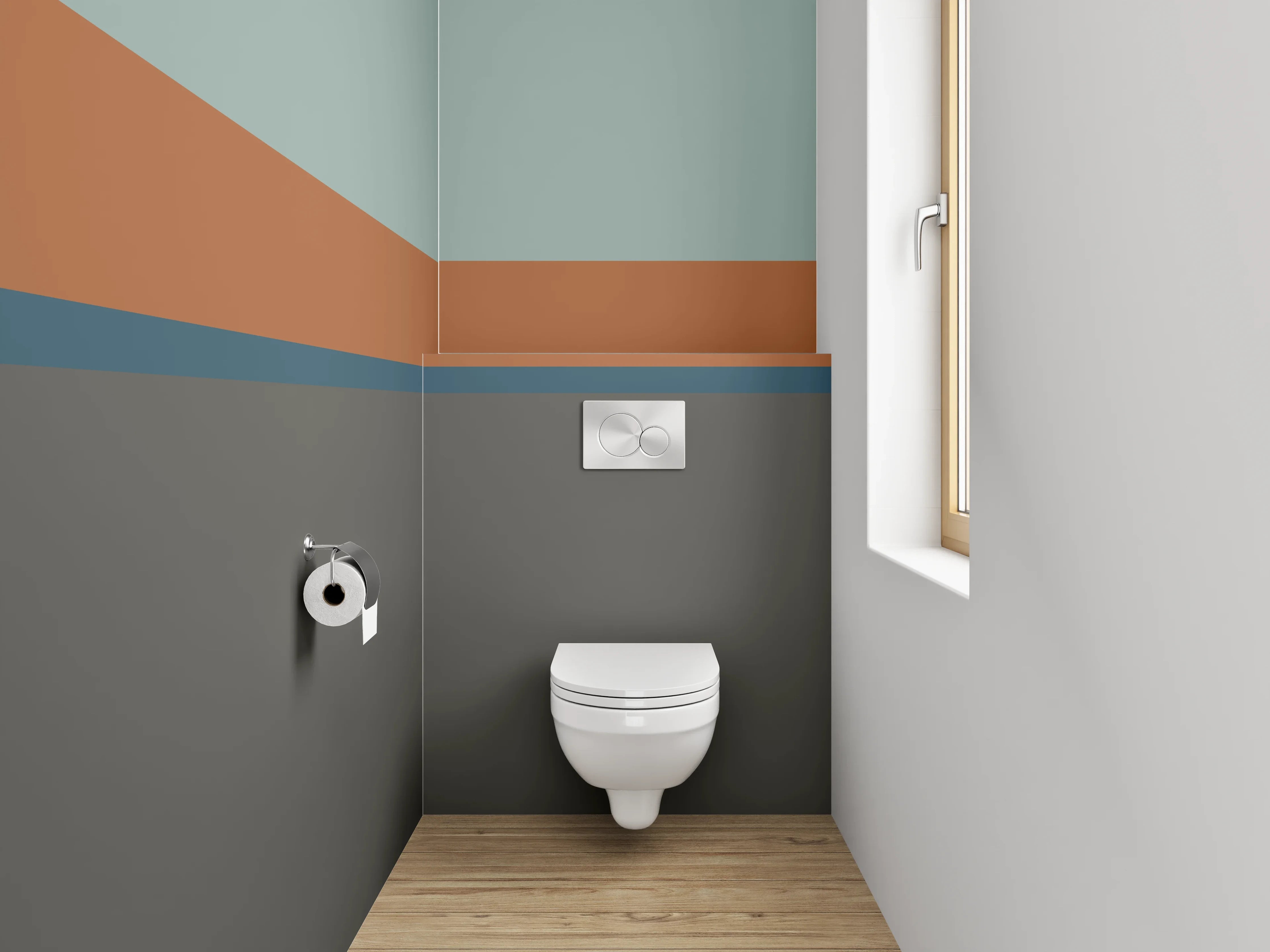 WC-Rückwand - Grauschimmernde Linienkunst auf Weiß