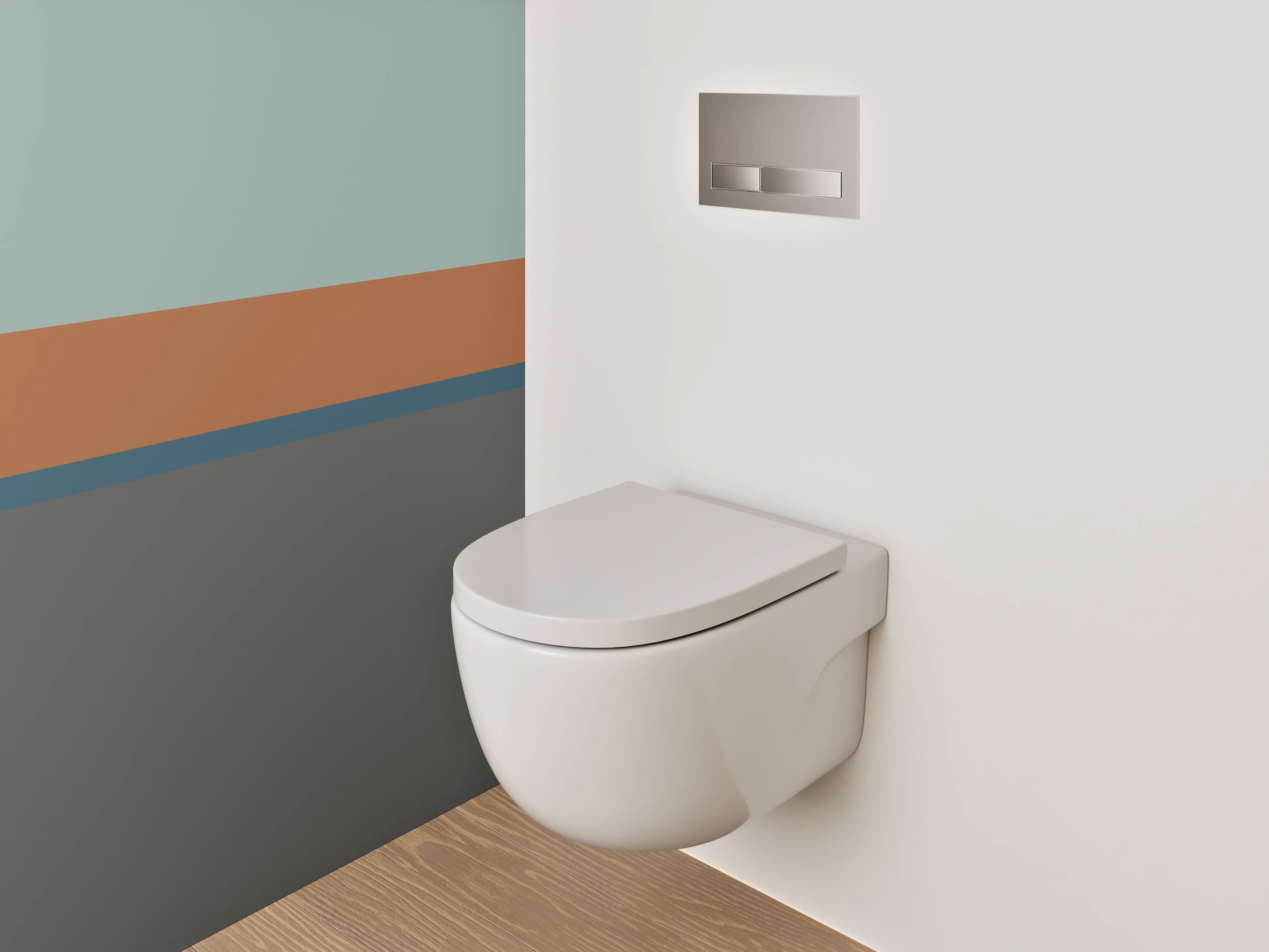 WC-Rückwand - Grauschimmernde Linienkunst auf Weiß