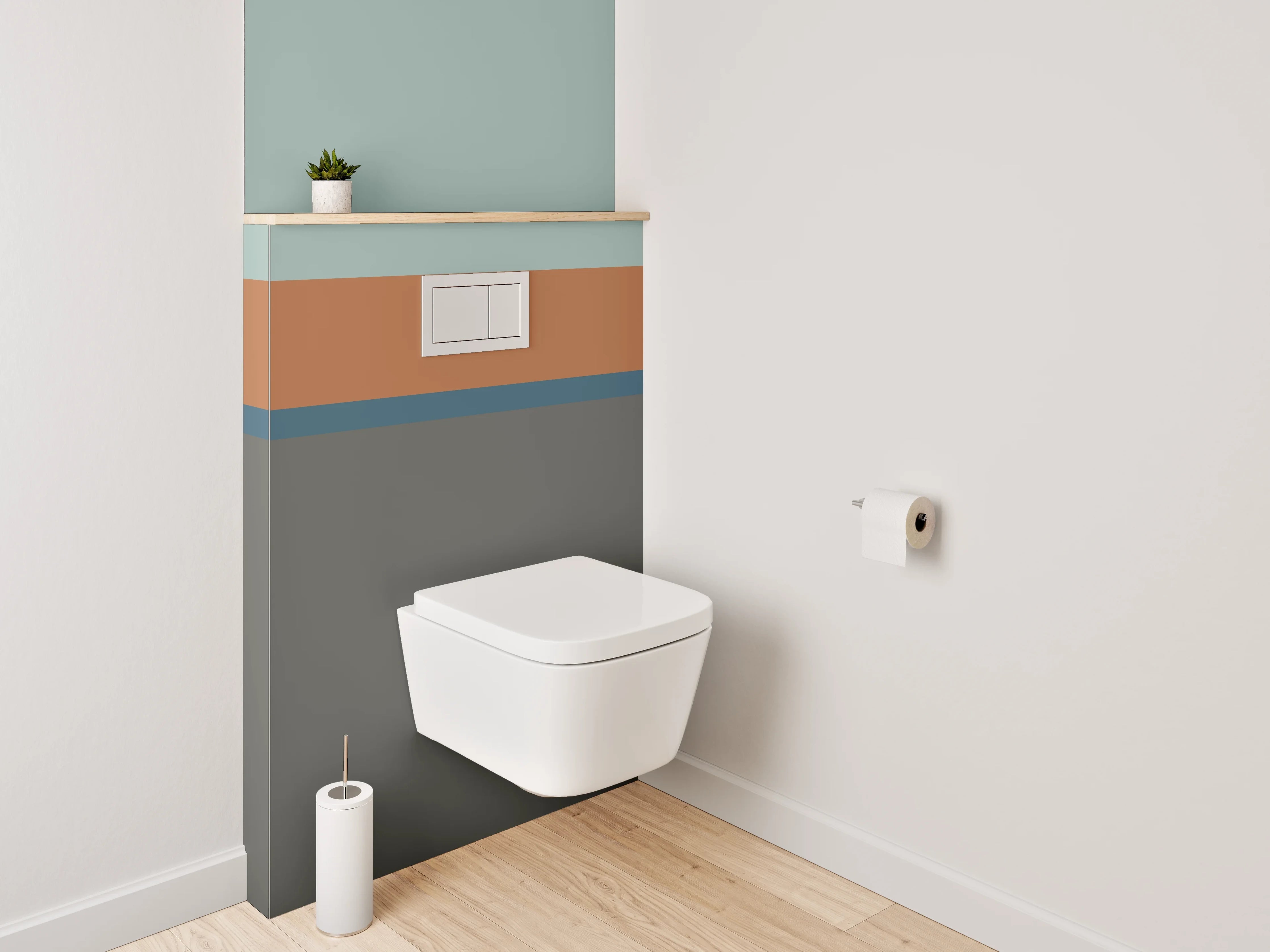 WC-Rückwand - Grauschimmernde Linienkunst auf Weiß