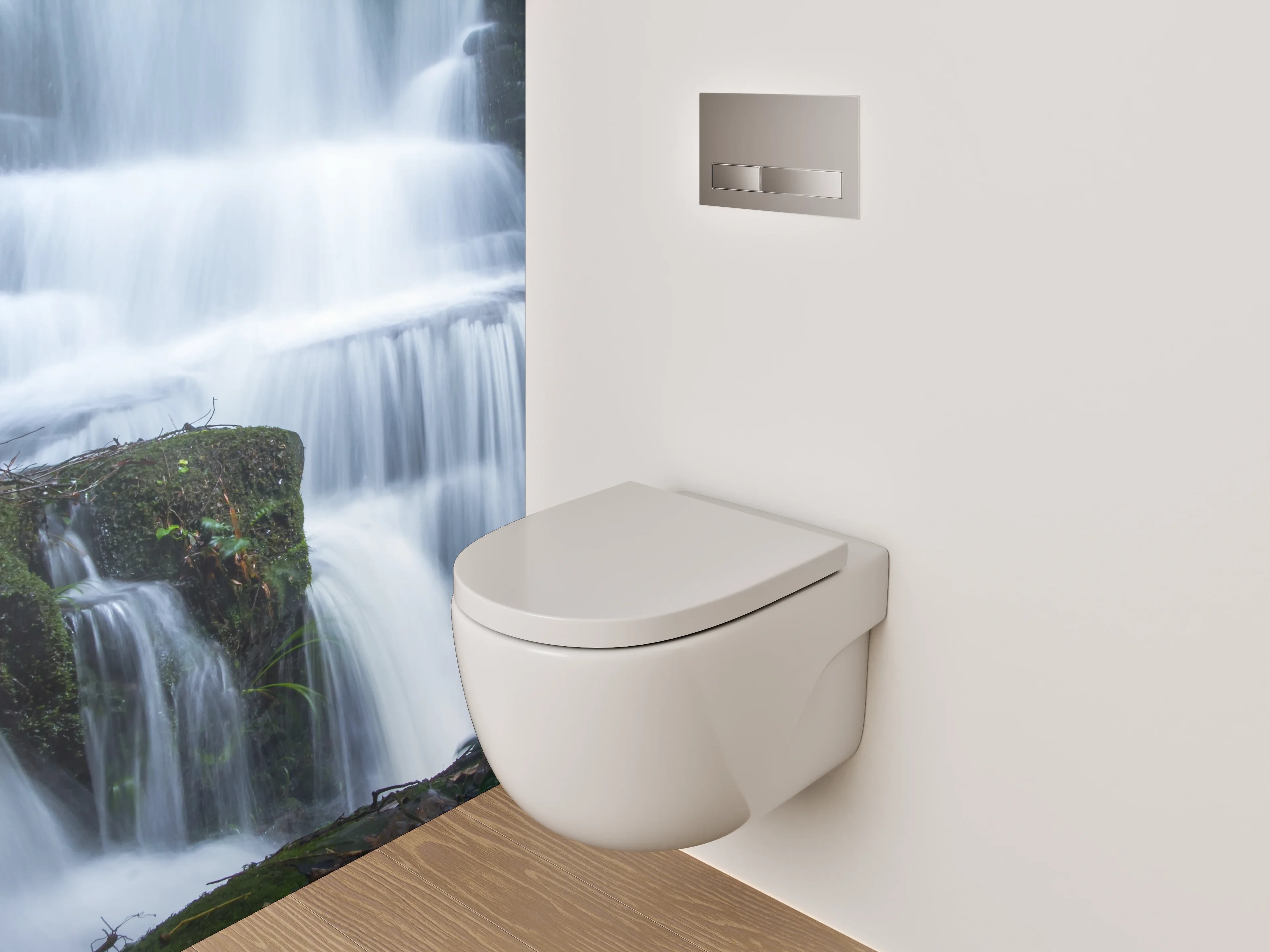 WC-Rückwand - Grauschimmernde Wasserfallträume