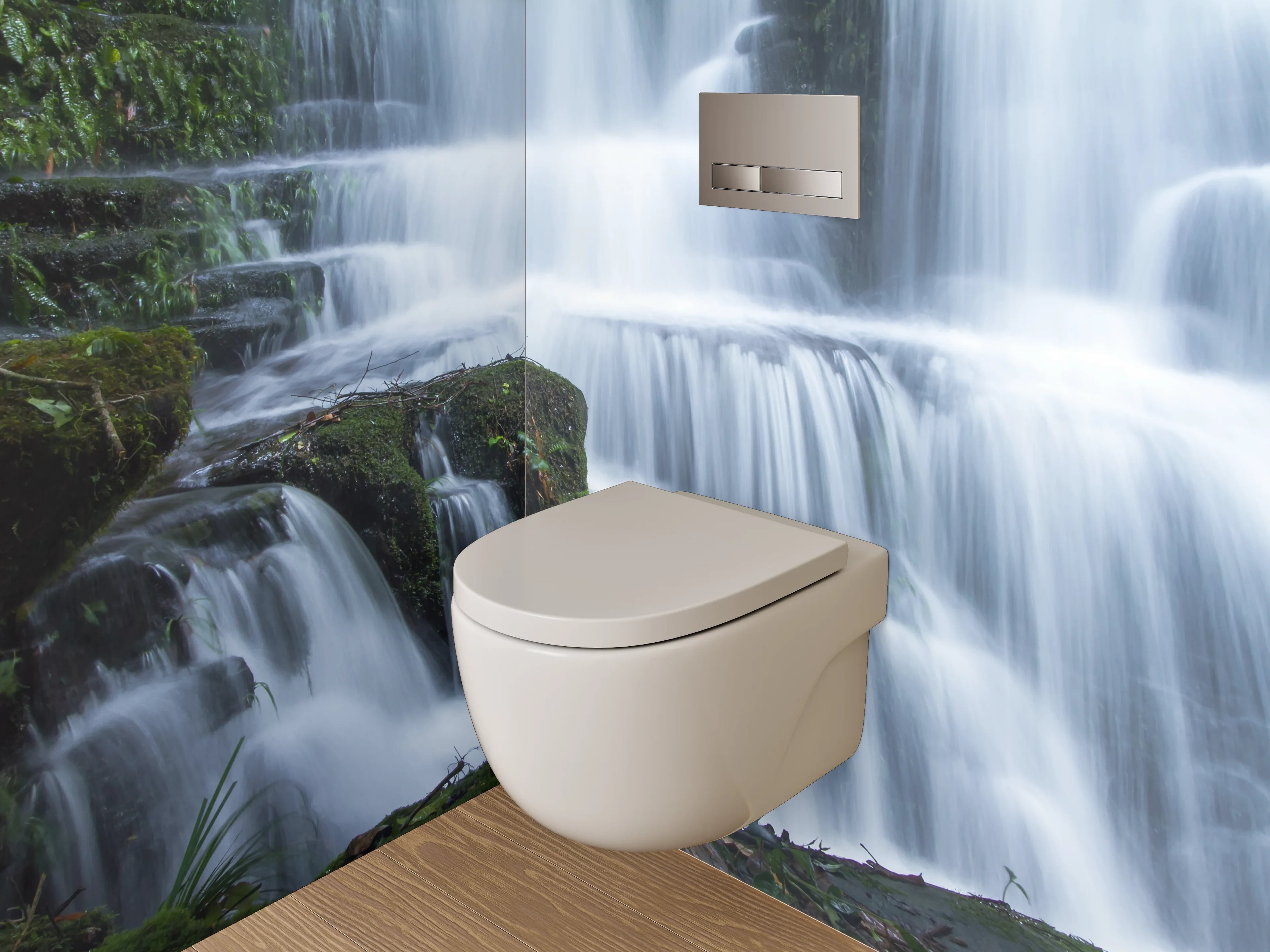 WC-Rückwand - Grauschimmernde Wasserfallträume