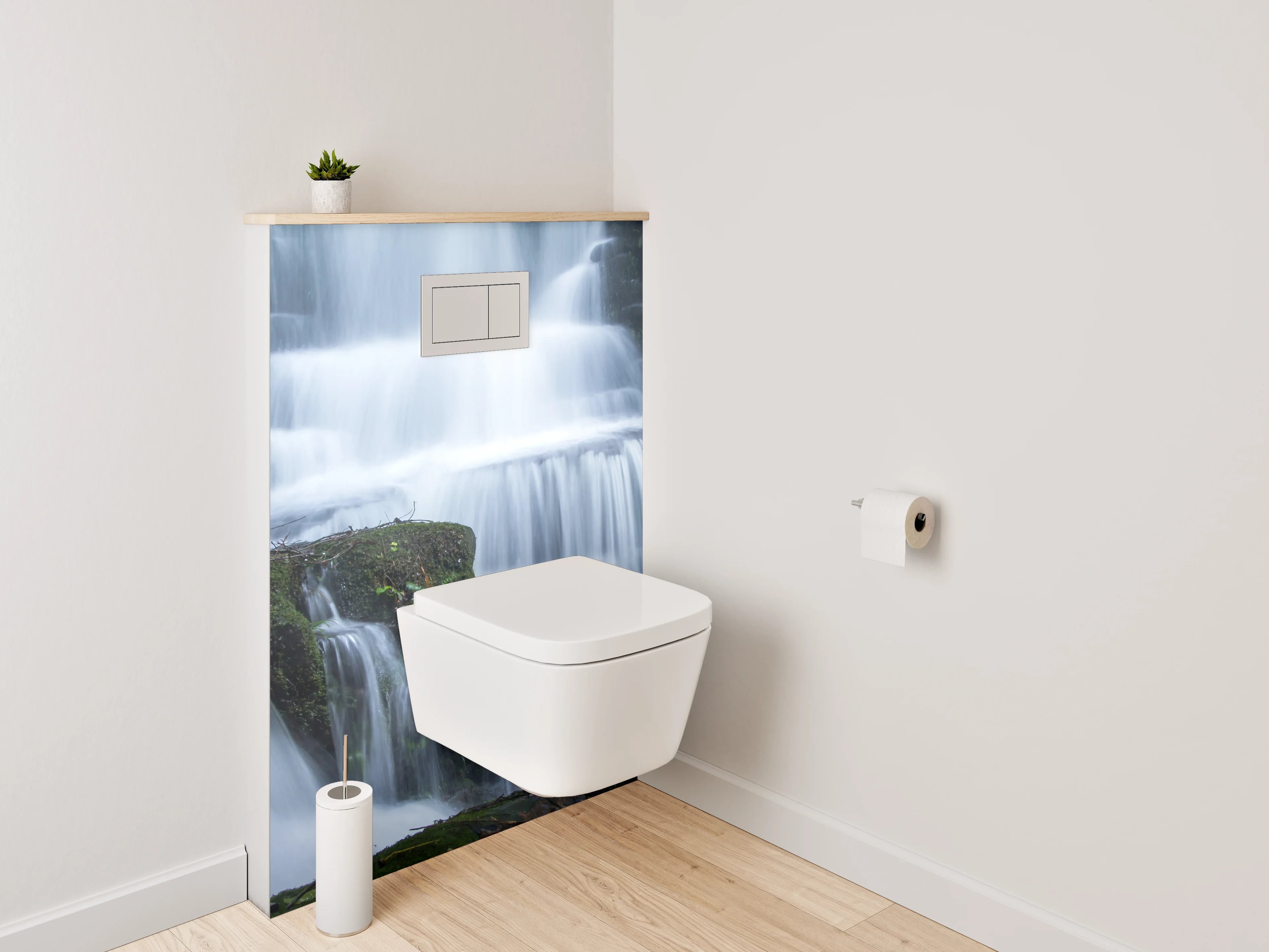 WC-Rückwand - Grauschimmernde Wasserfallträume