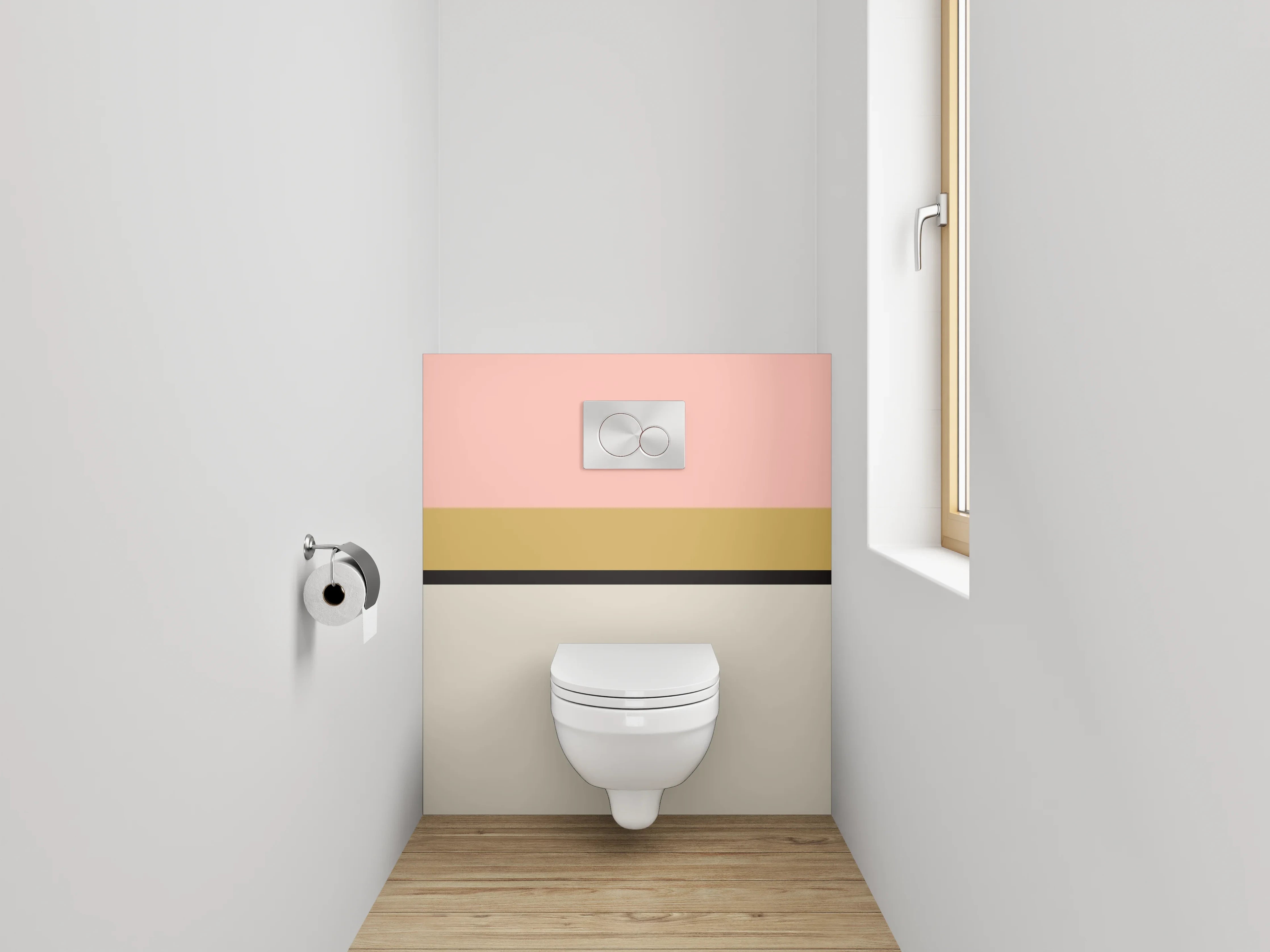 WC-Rückwand - Grauschimmernde Weißflächen-Komposition
