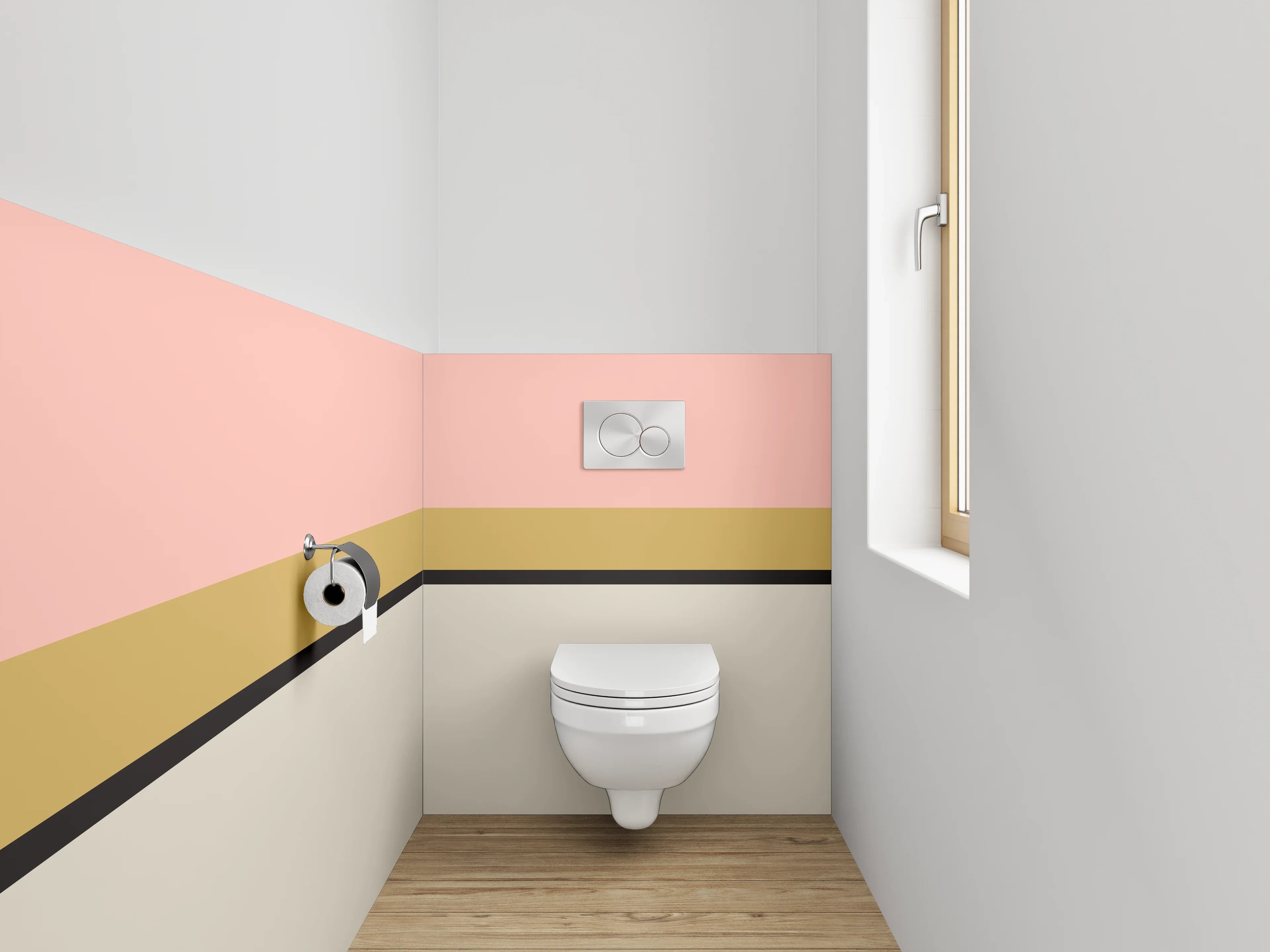 WC-Rückwand - Grauschimmernde Weißflächen-Komposition