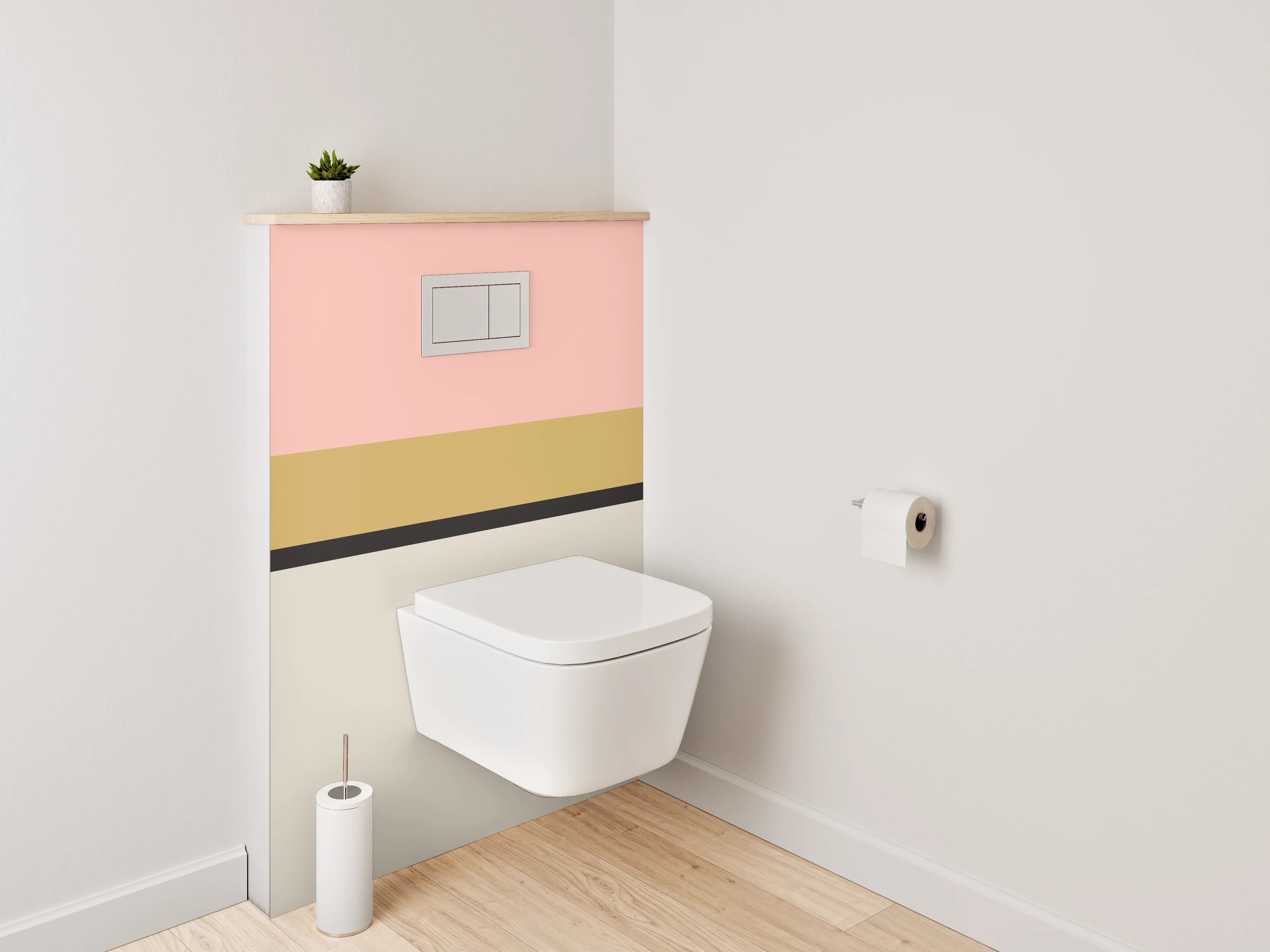 WC-Rückwand - Grauschimmernde Weißflächen-Komposition