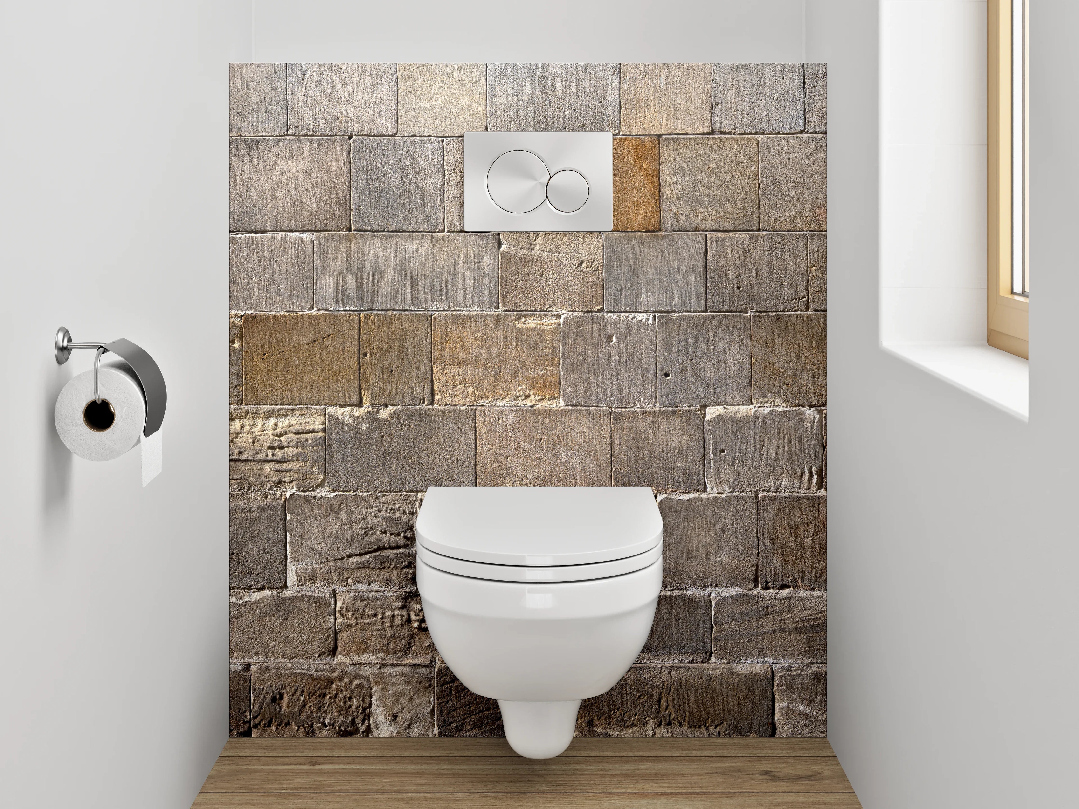 WC-Rückwand - Grauwe Steinmauer-Ästhetik