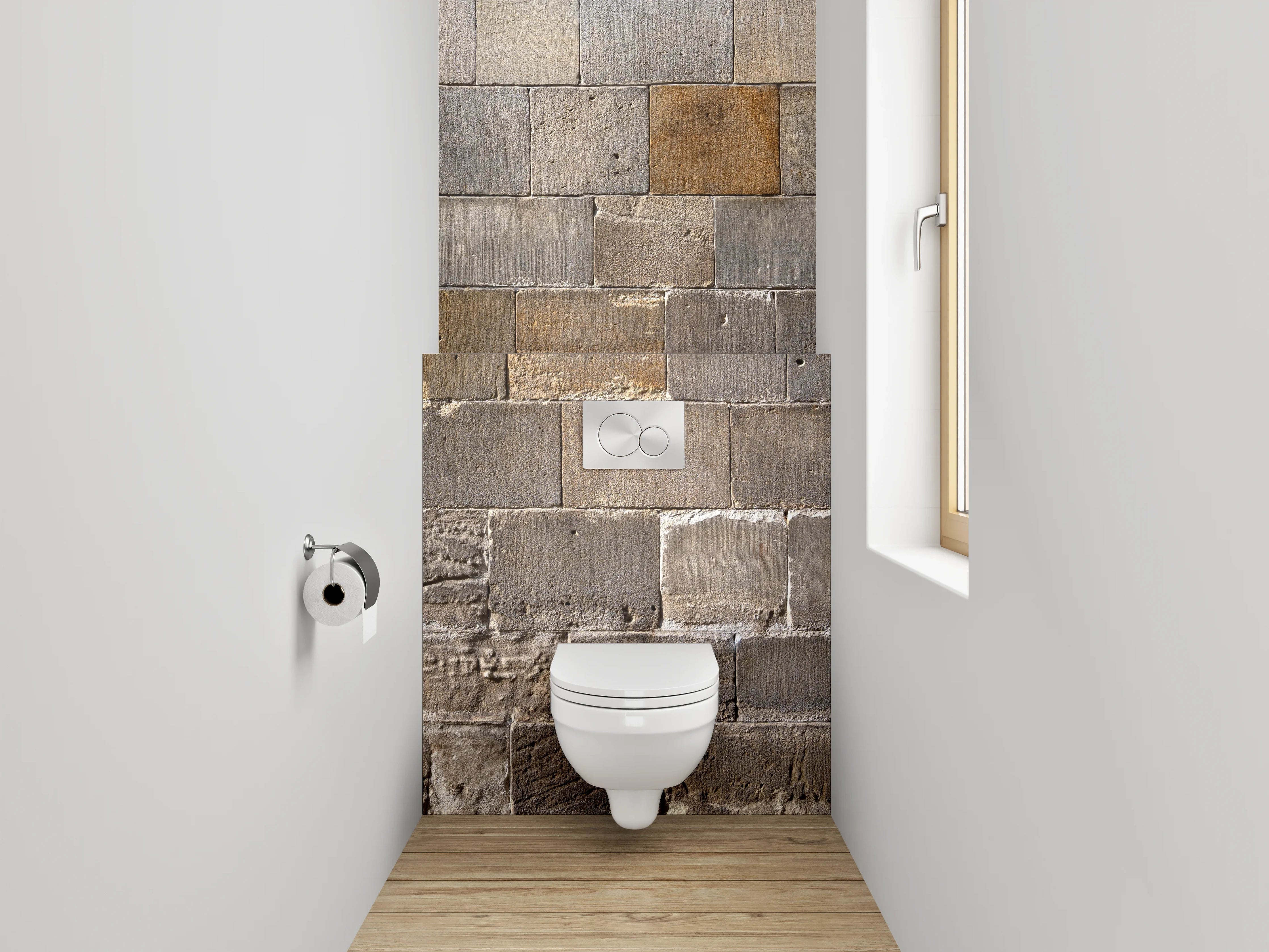 WC-Rückwand - Grauwe Steinmauer-Ästhetik