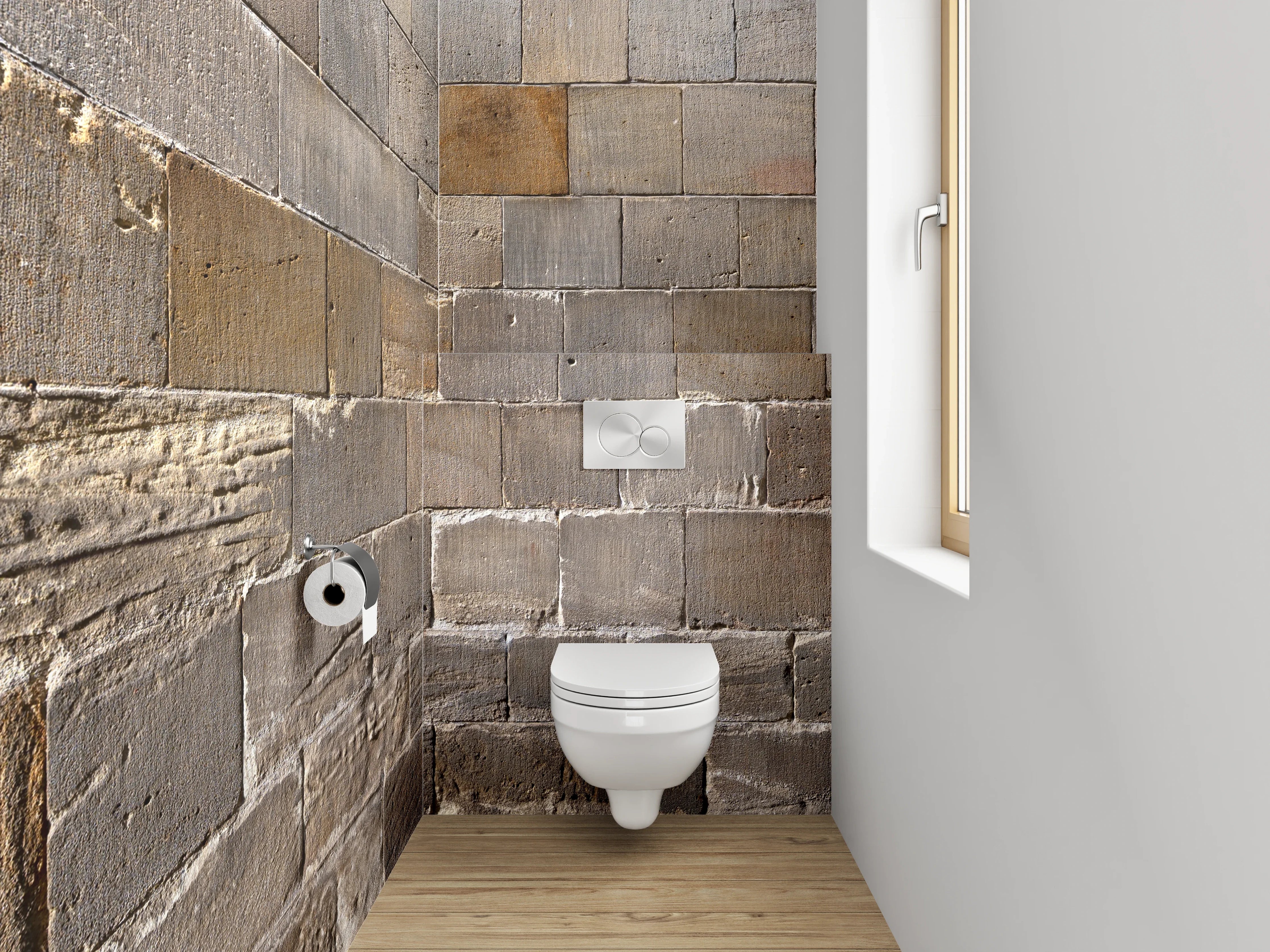 WC-Rückwand - Grauwe Steinmauer-Ästhetik