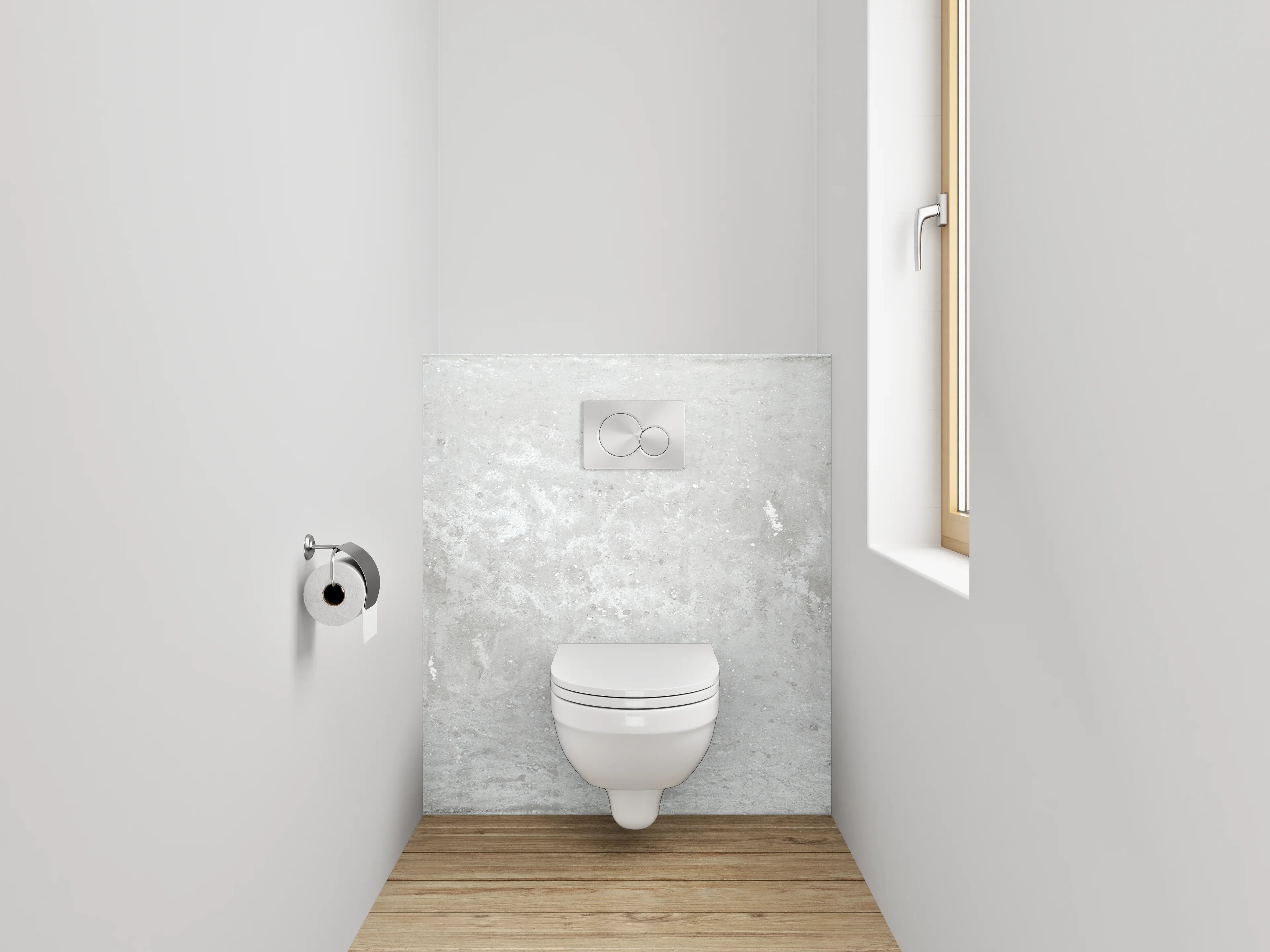 WC-Rückwand - Grauweiß Designfliese in Betonlook