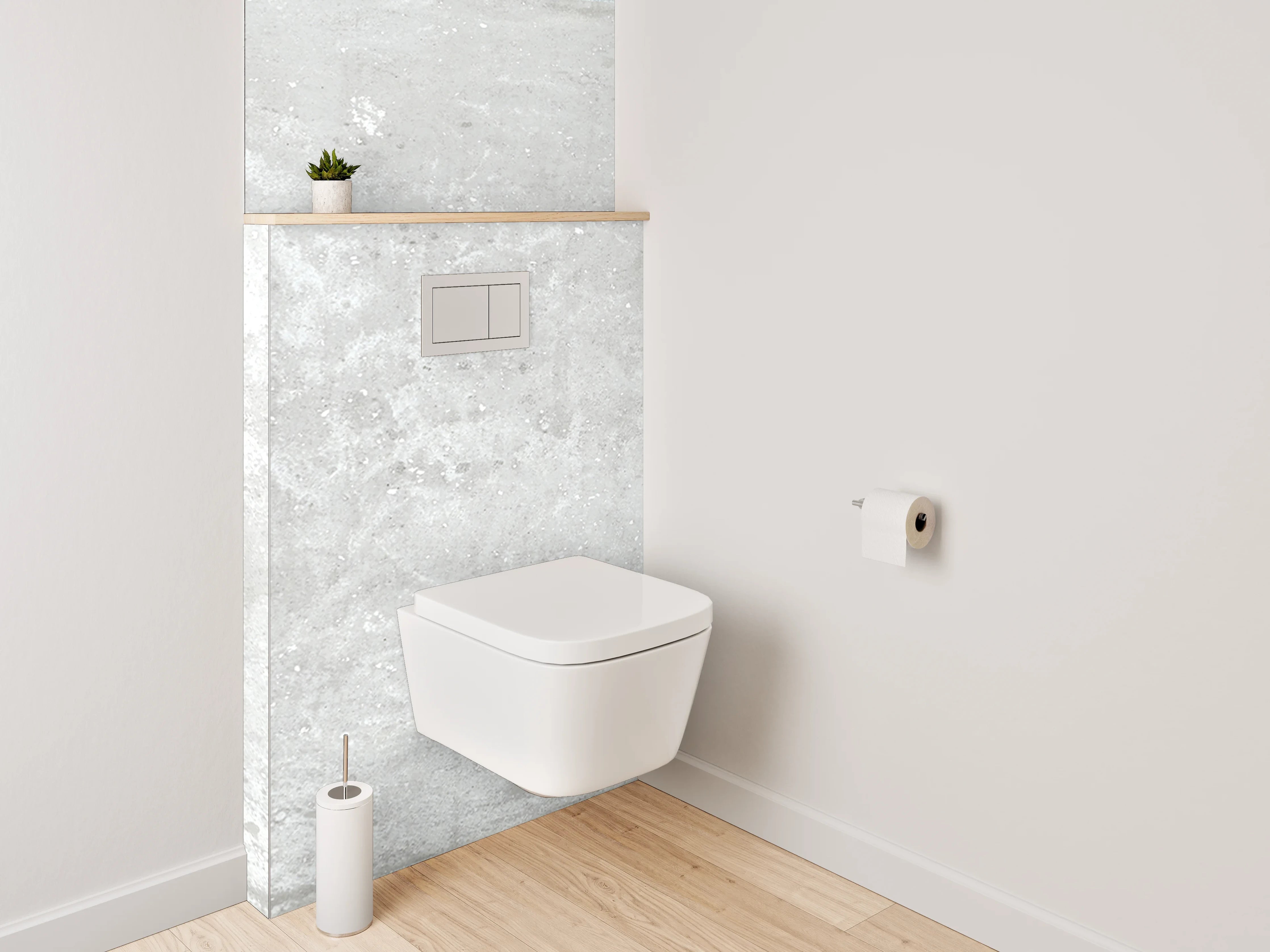 WC-Rückwand - Grauweiß Designfliese in Betonlook