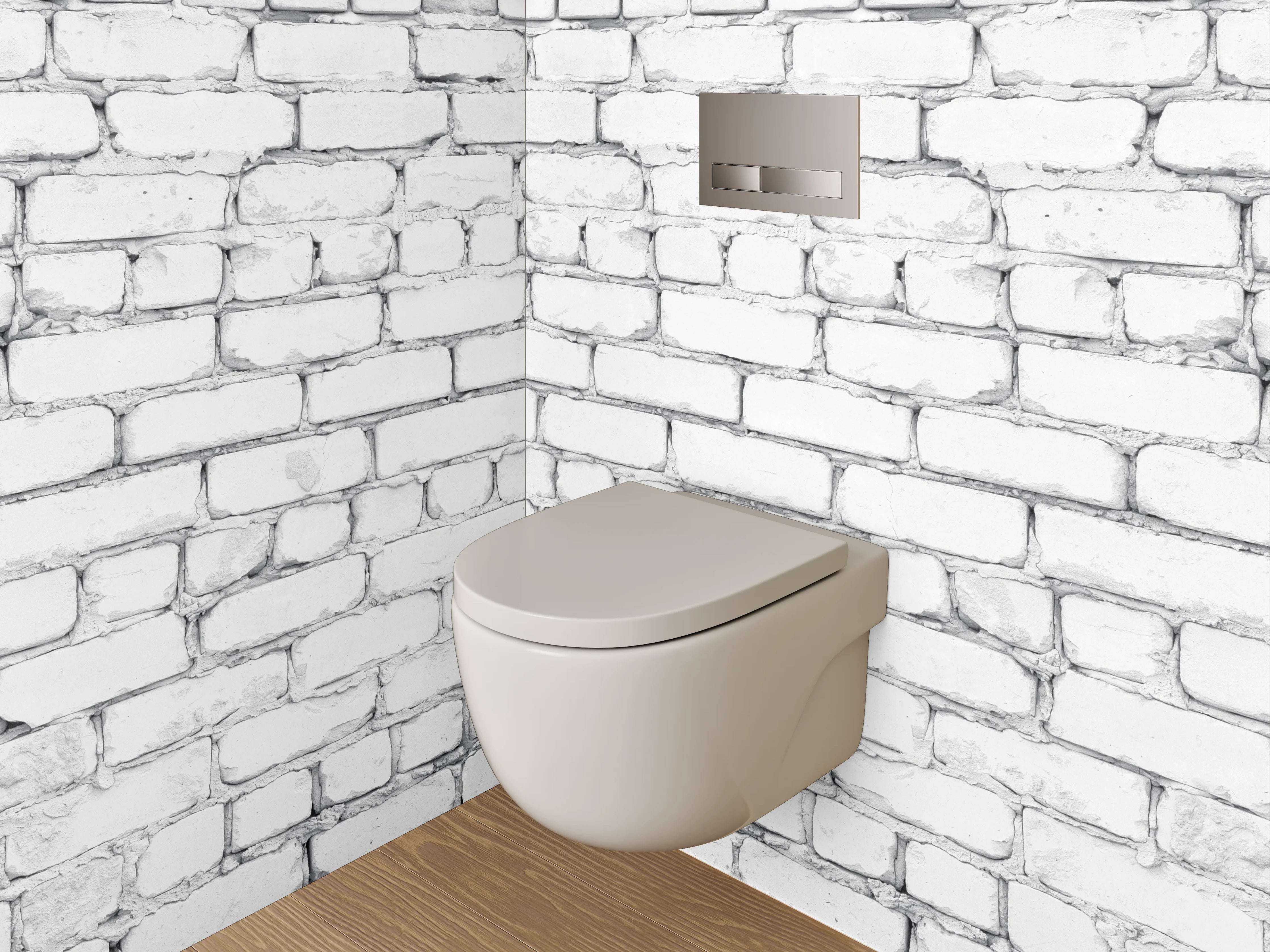 WC-Rückwand - Grauweiße Backsteinwand im modernen Stil