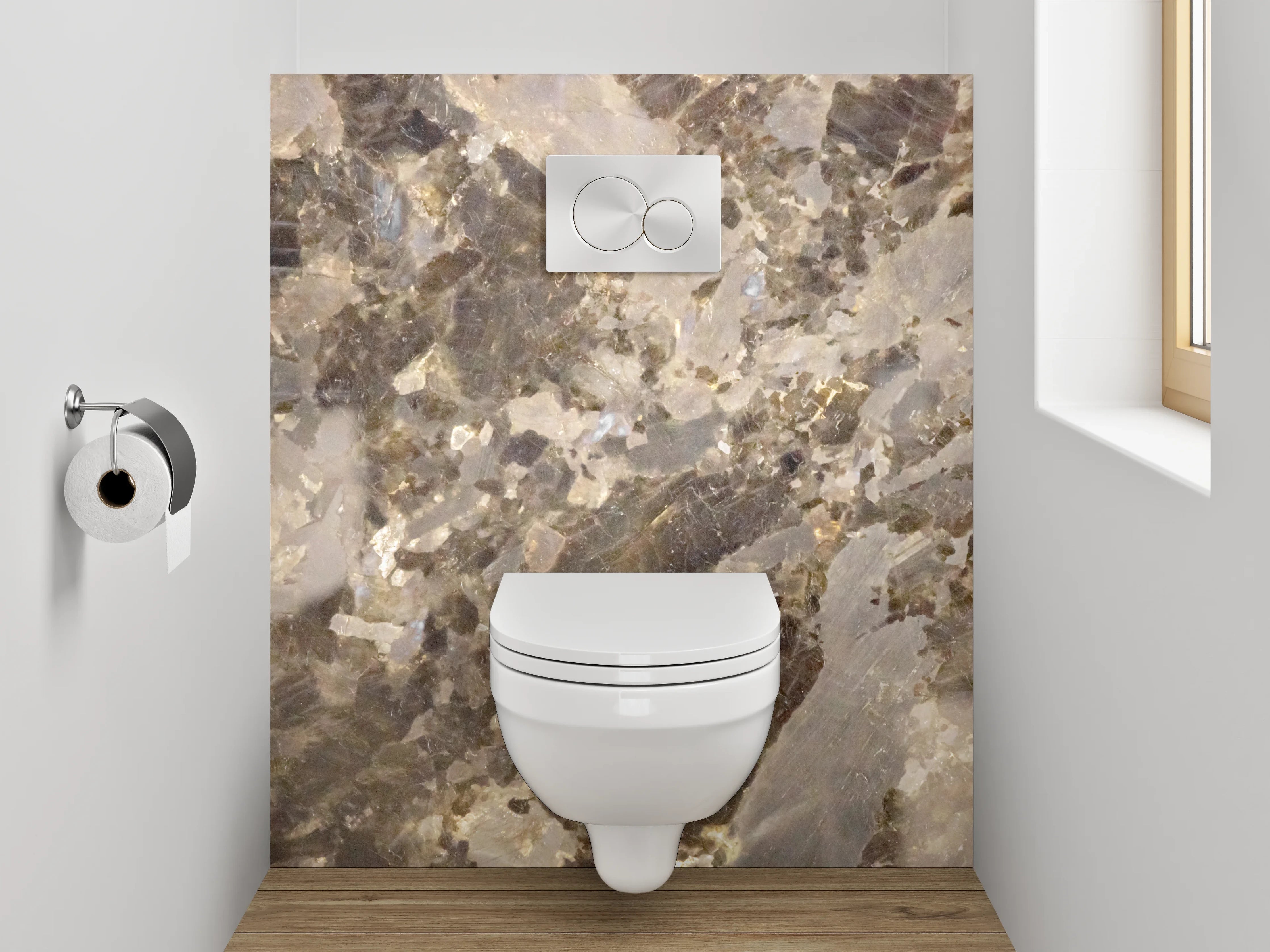 WC-Rückwand - Grauweiße Marmor-Ästhetik