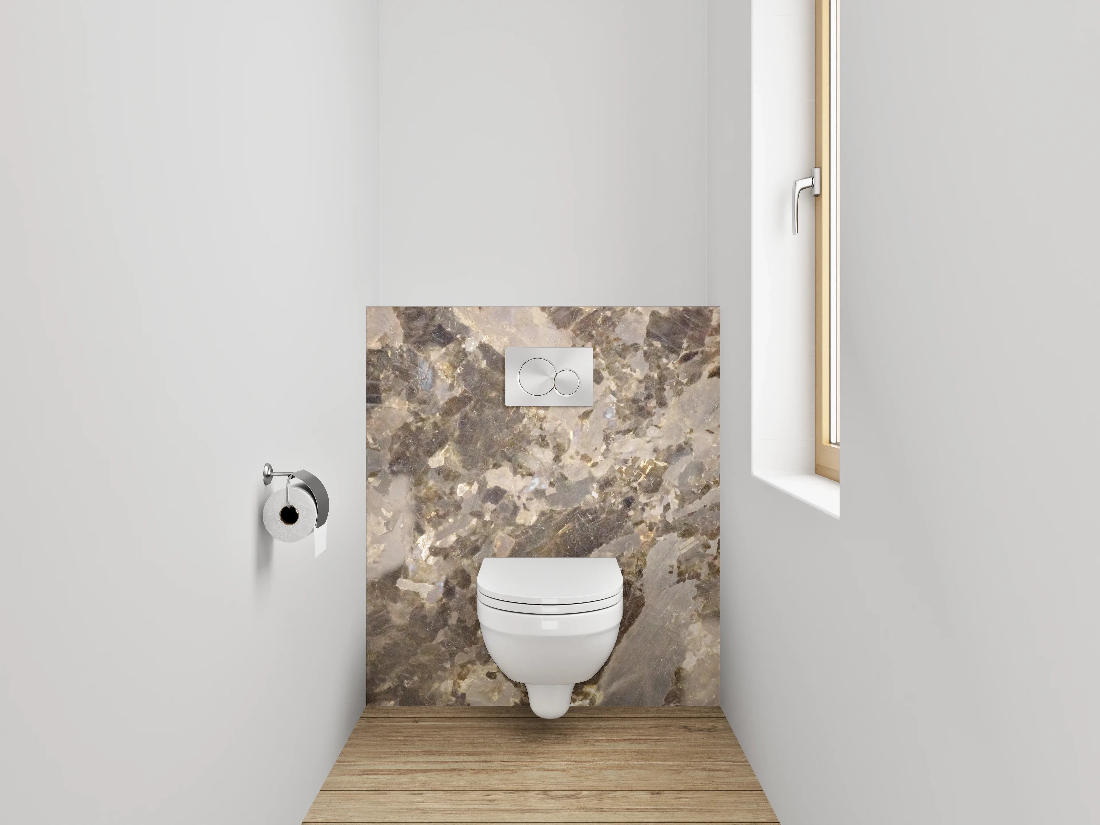 WC-Rückwand - Grauweiße Marmor-Ästhetik