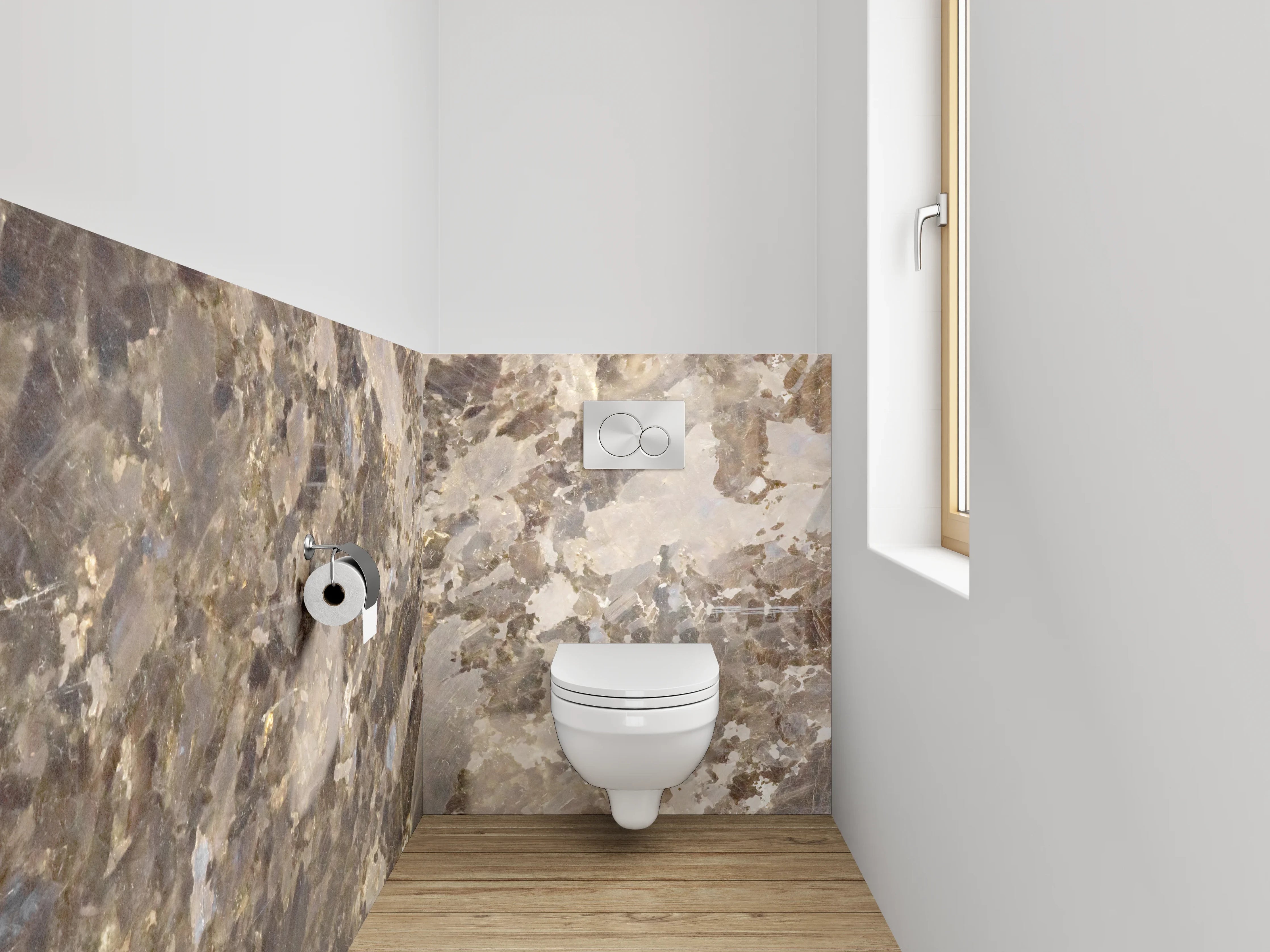 WC-Rückwand - Grauweiße Marmor-Ästhetik