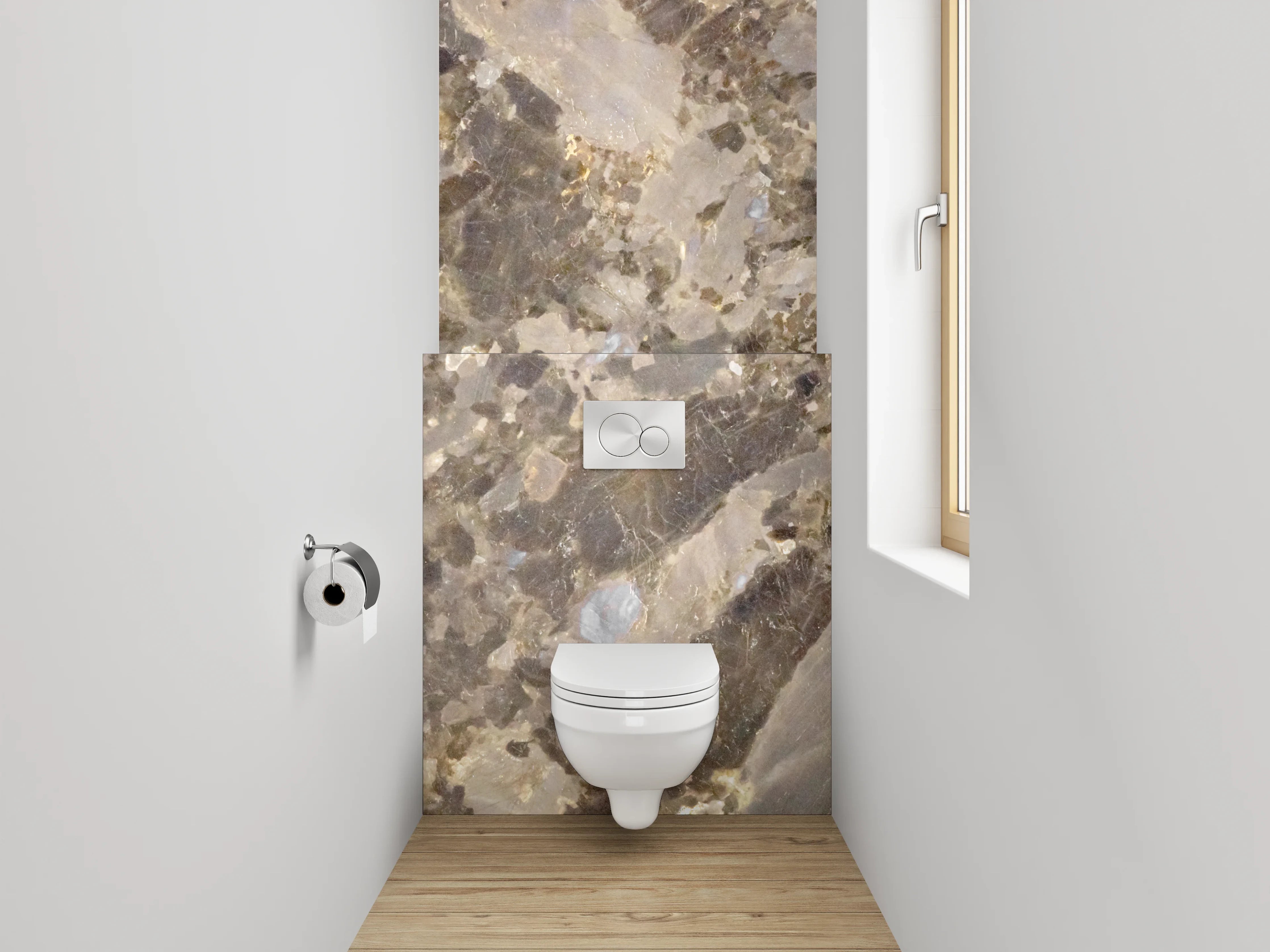 WC-Rückwand - Grauweiße Marmor-Ästhetik