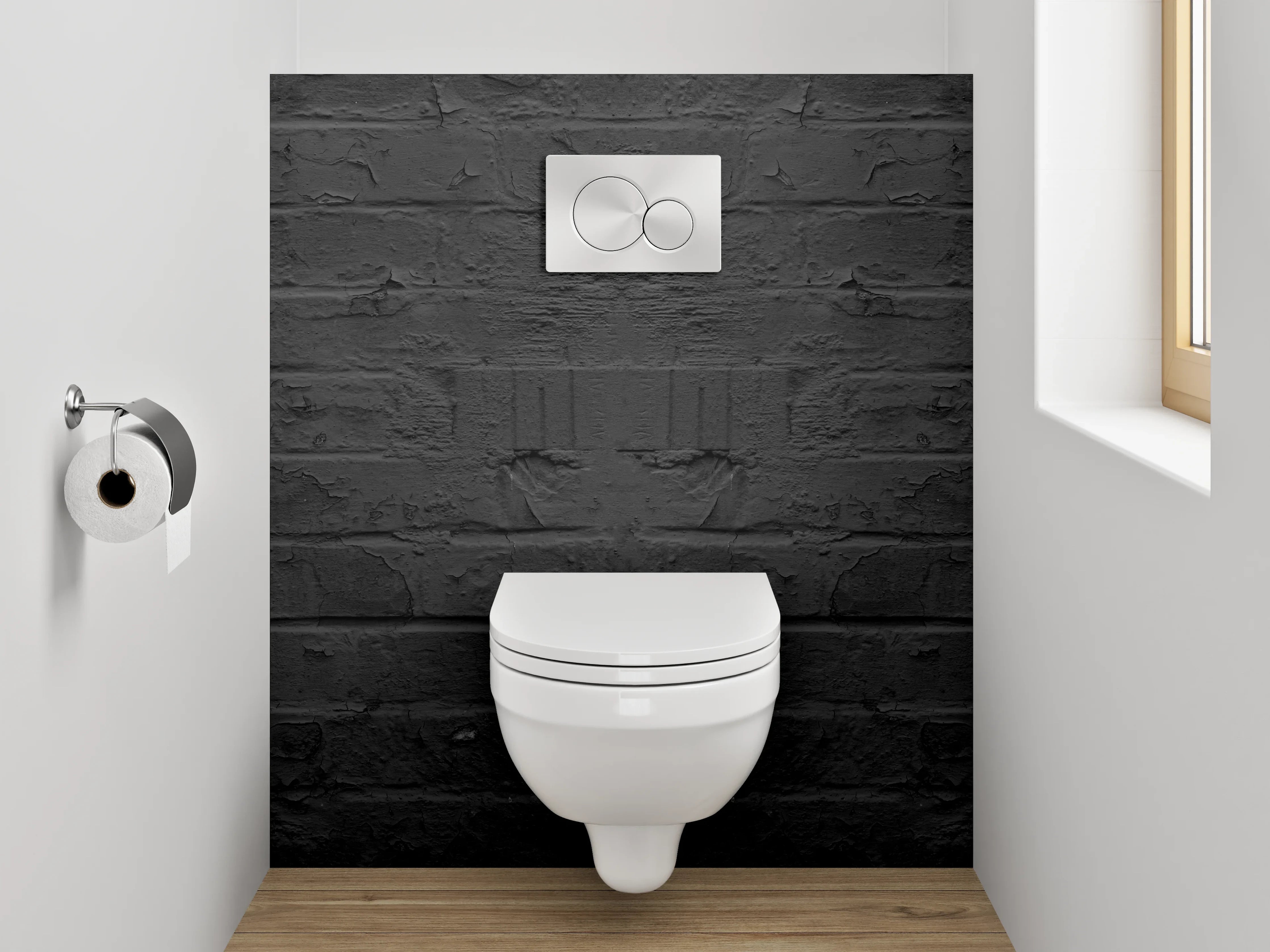 WC-Rückwand - Grauweiße Mauer aus Stein