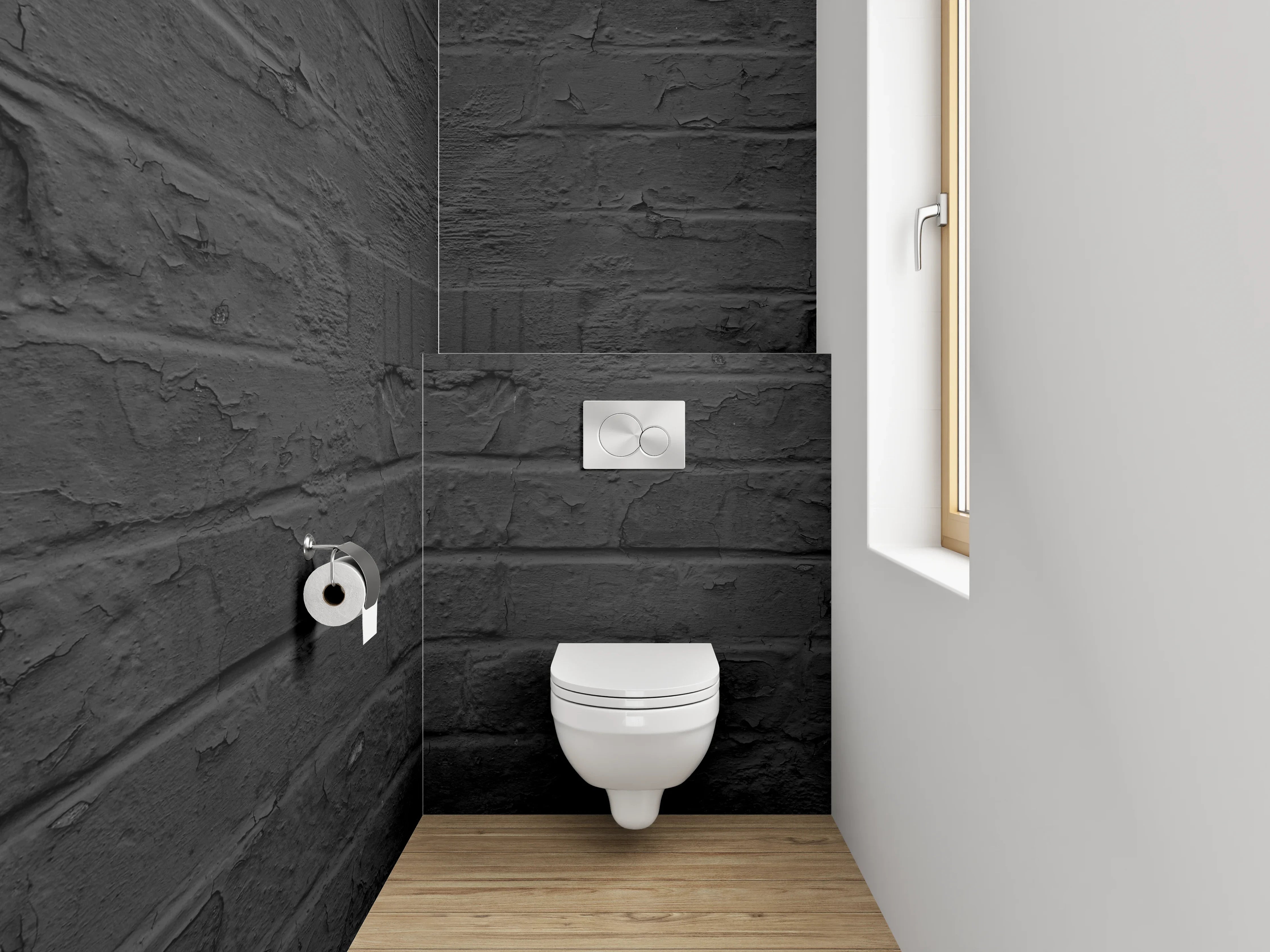 WC-Rückwand - Grauweiße Mauer aus Stein