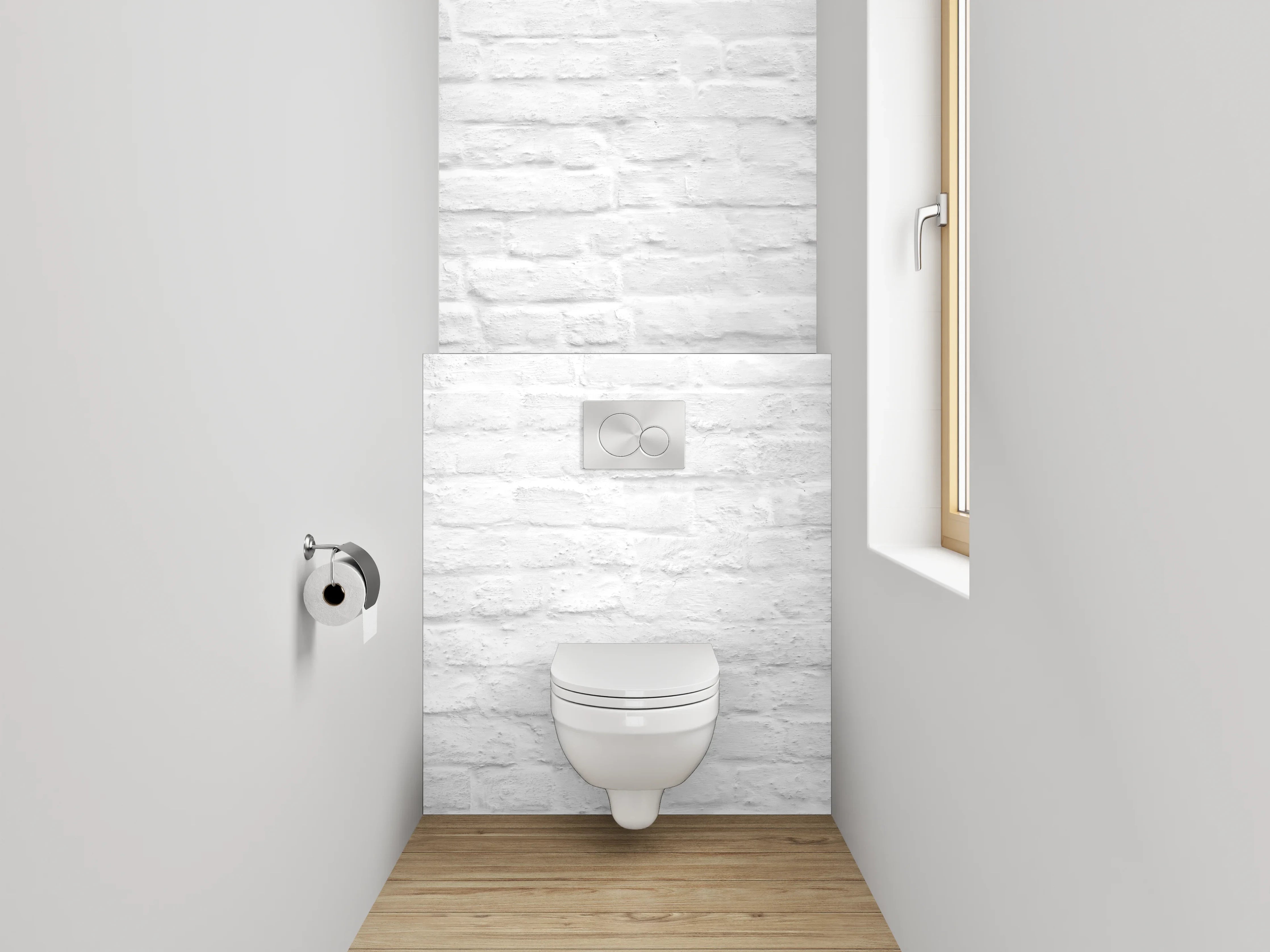 WC-Rückwand - Grauweißer Klinkertextur Look