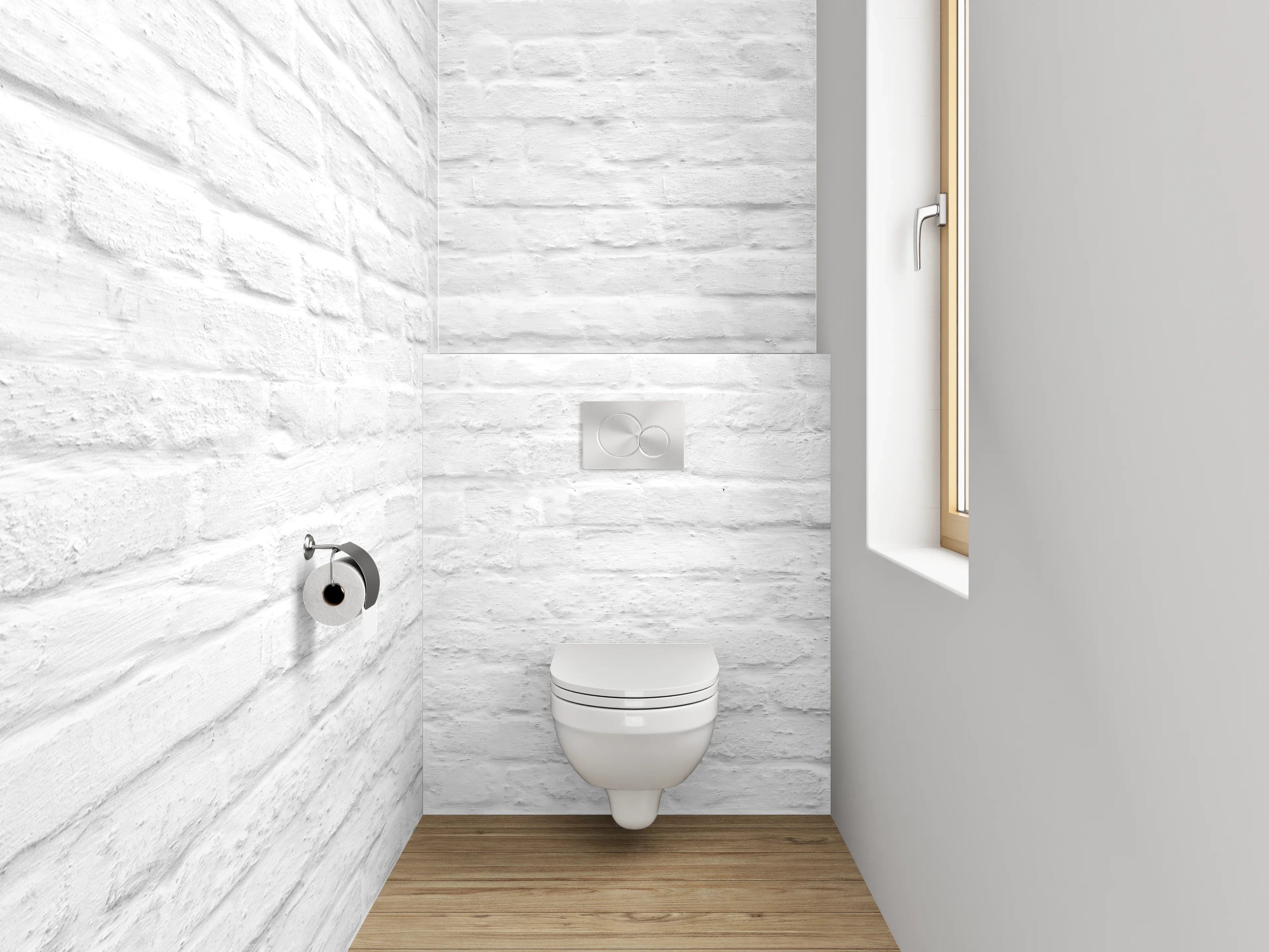 WC-Rückwand - Grauweißer Klinkertextur Look