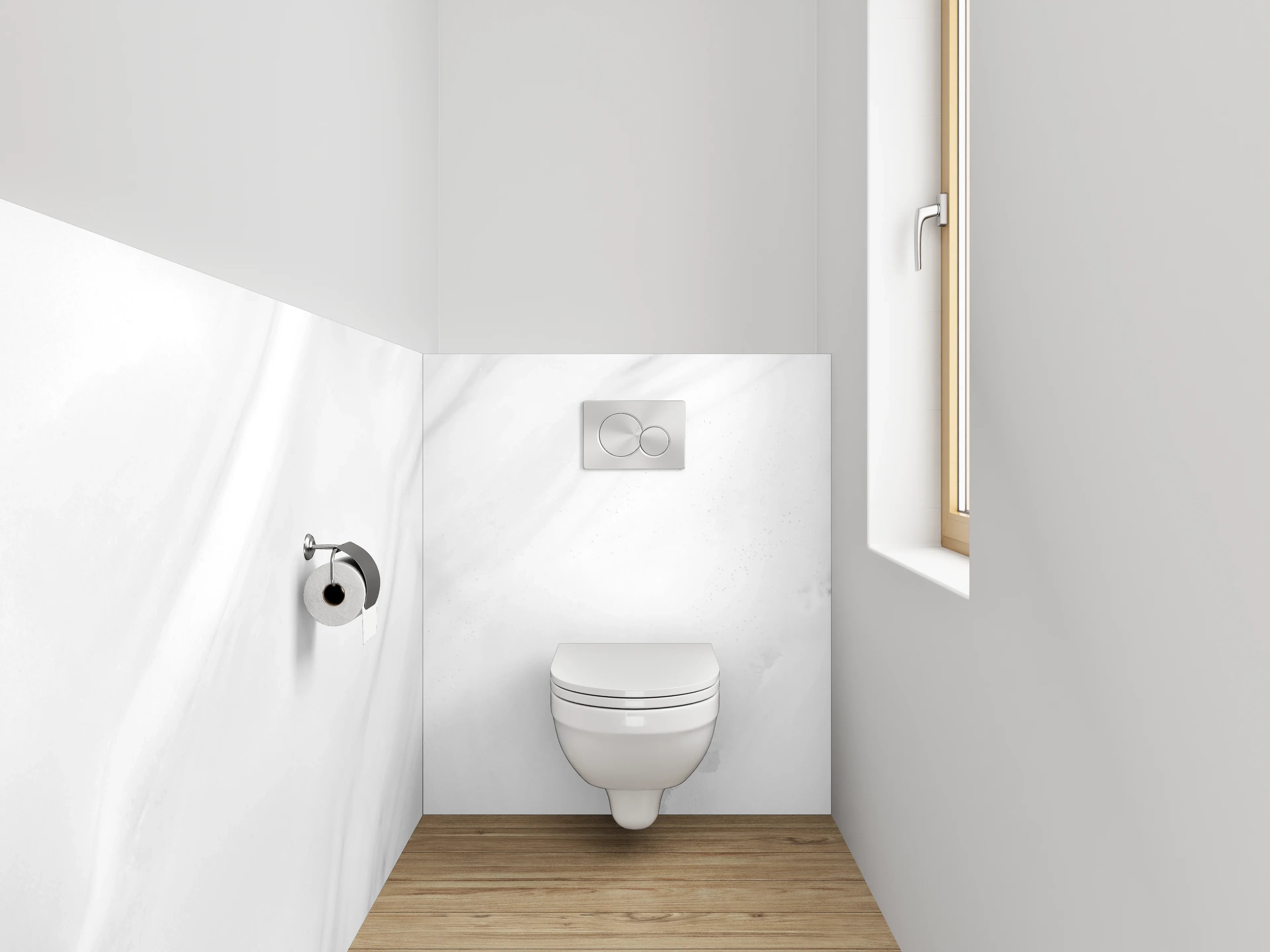 WC-Rückwand - Grauweißer Marmor-Glanz