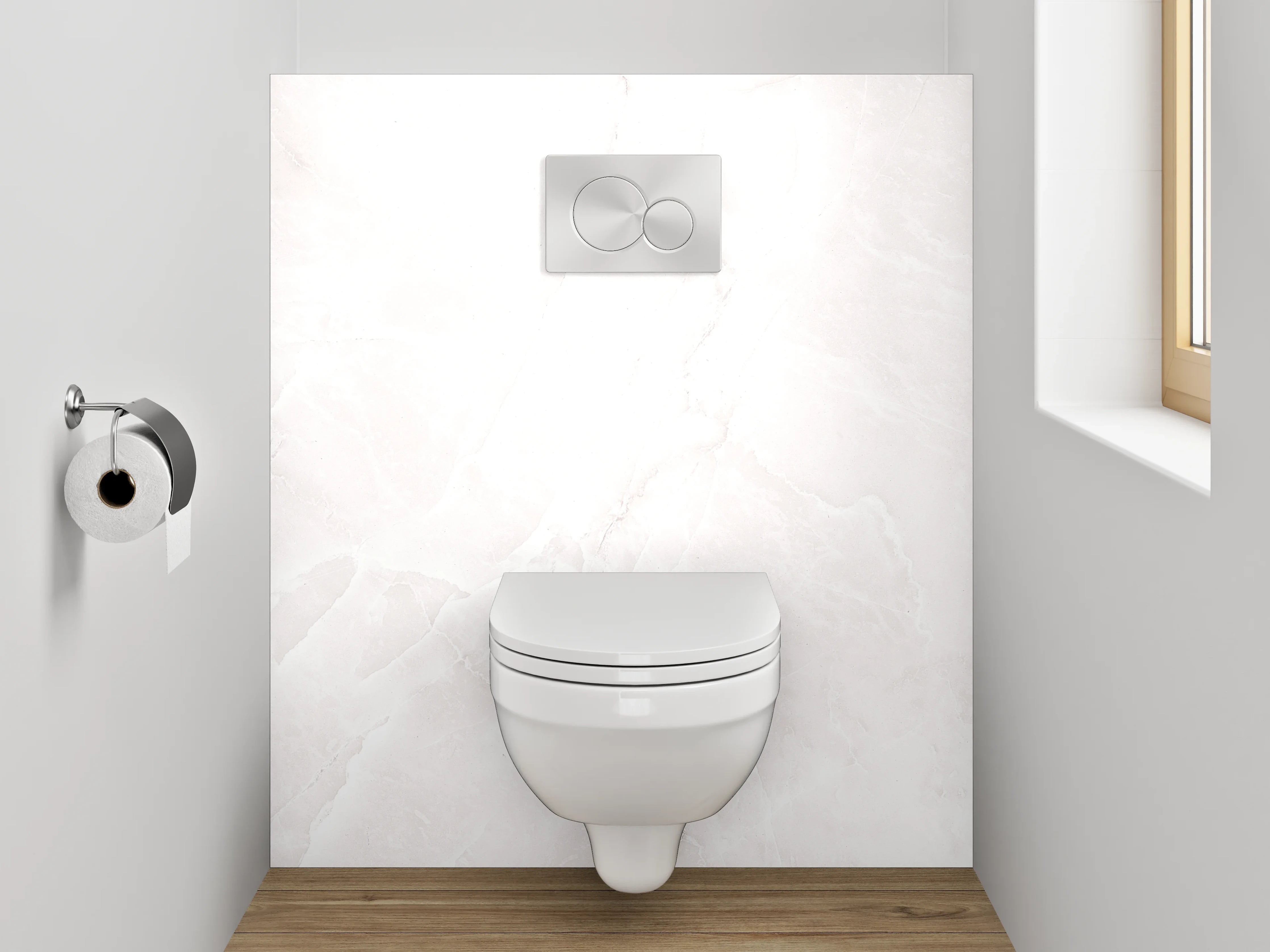 WC-Rückwand - Grauweißer Marmor mit zarter Struktur