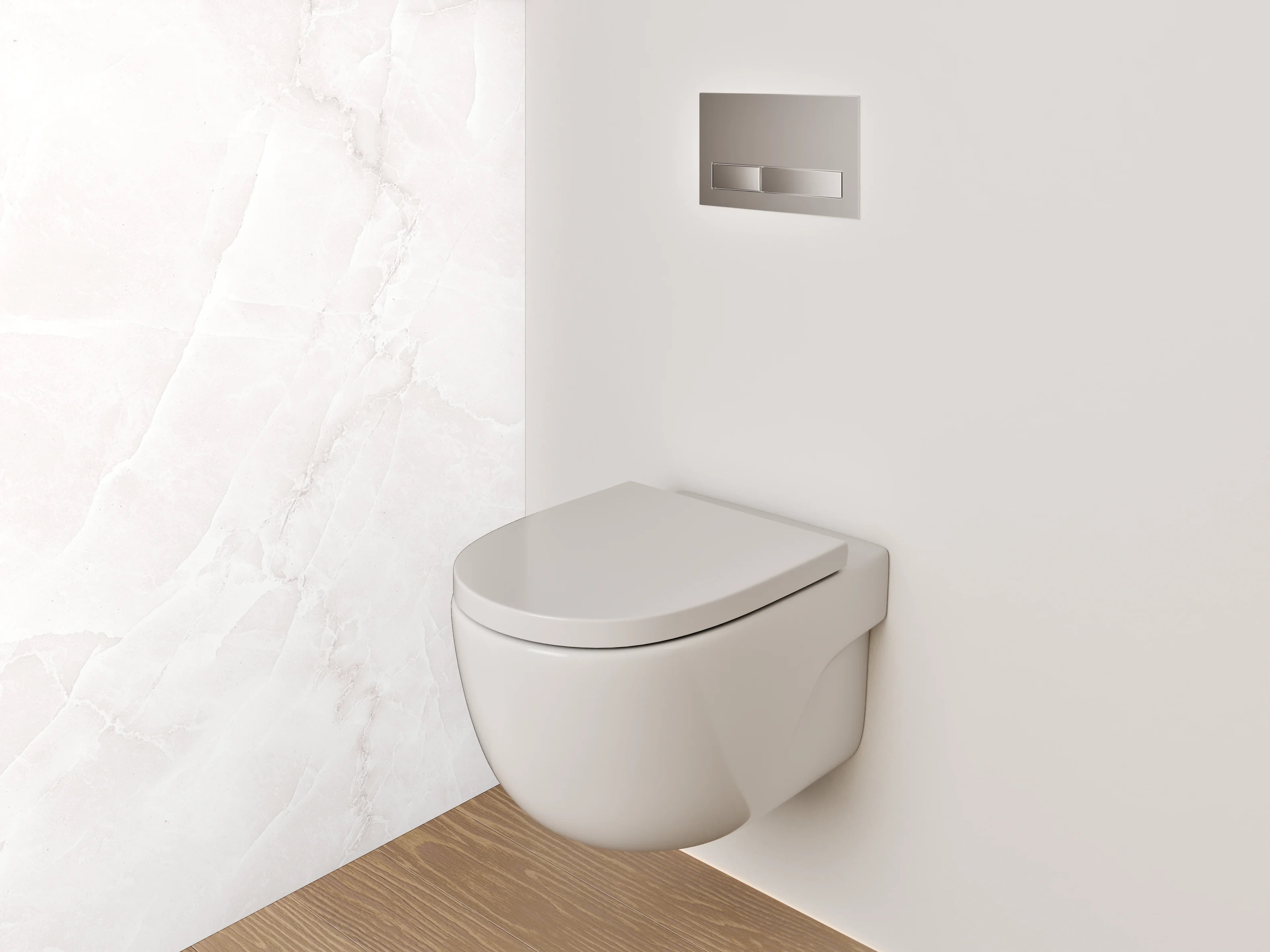 WC-Rückwand - Grauweißer Marmor mit zarter Struktur