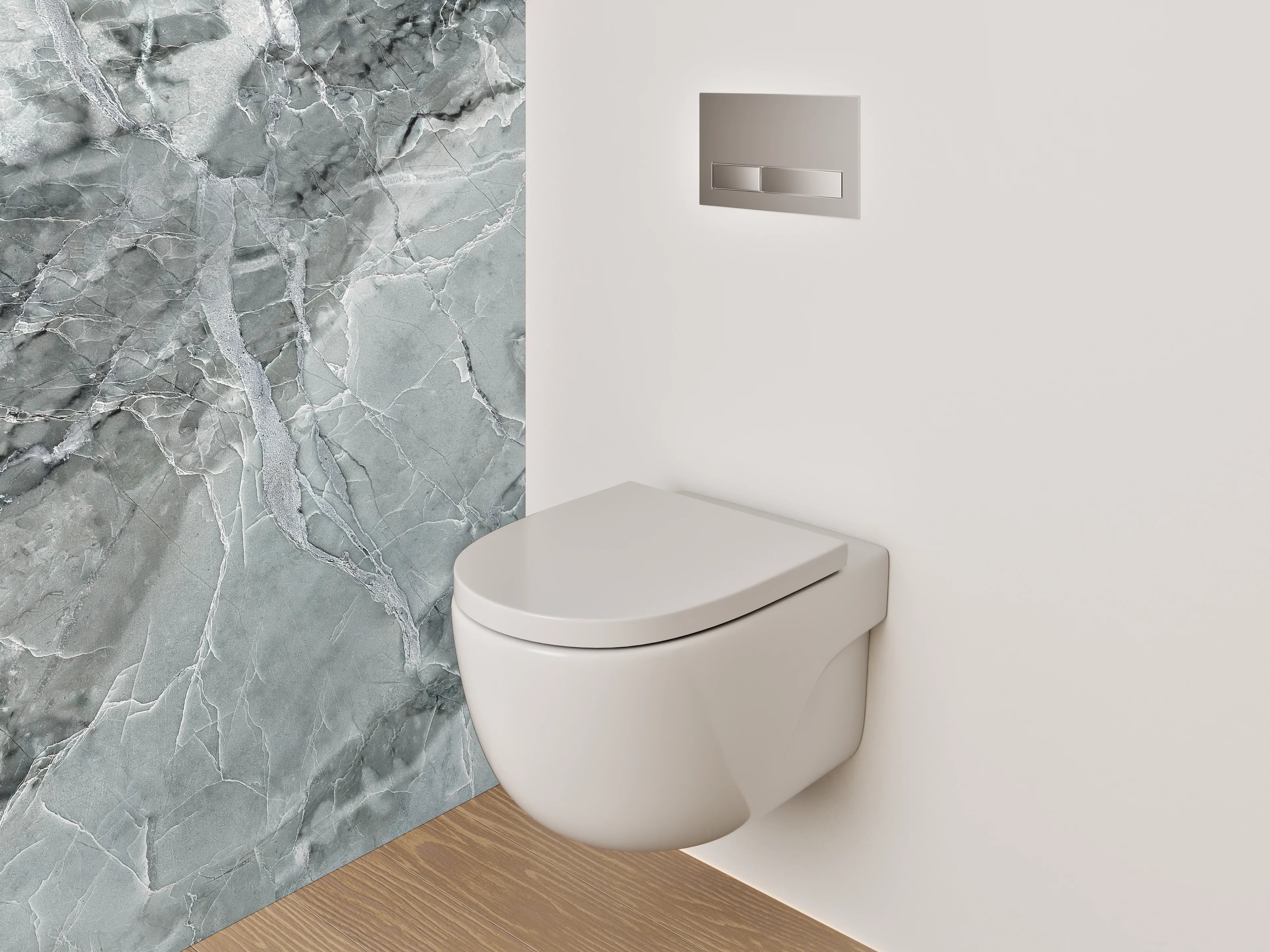 WC-Rückwand - Grauweißer Marmorglanz Chic